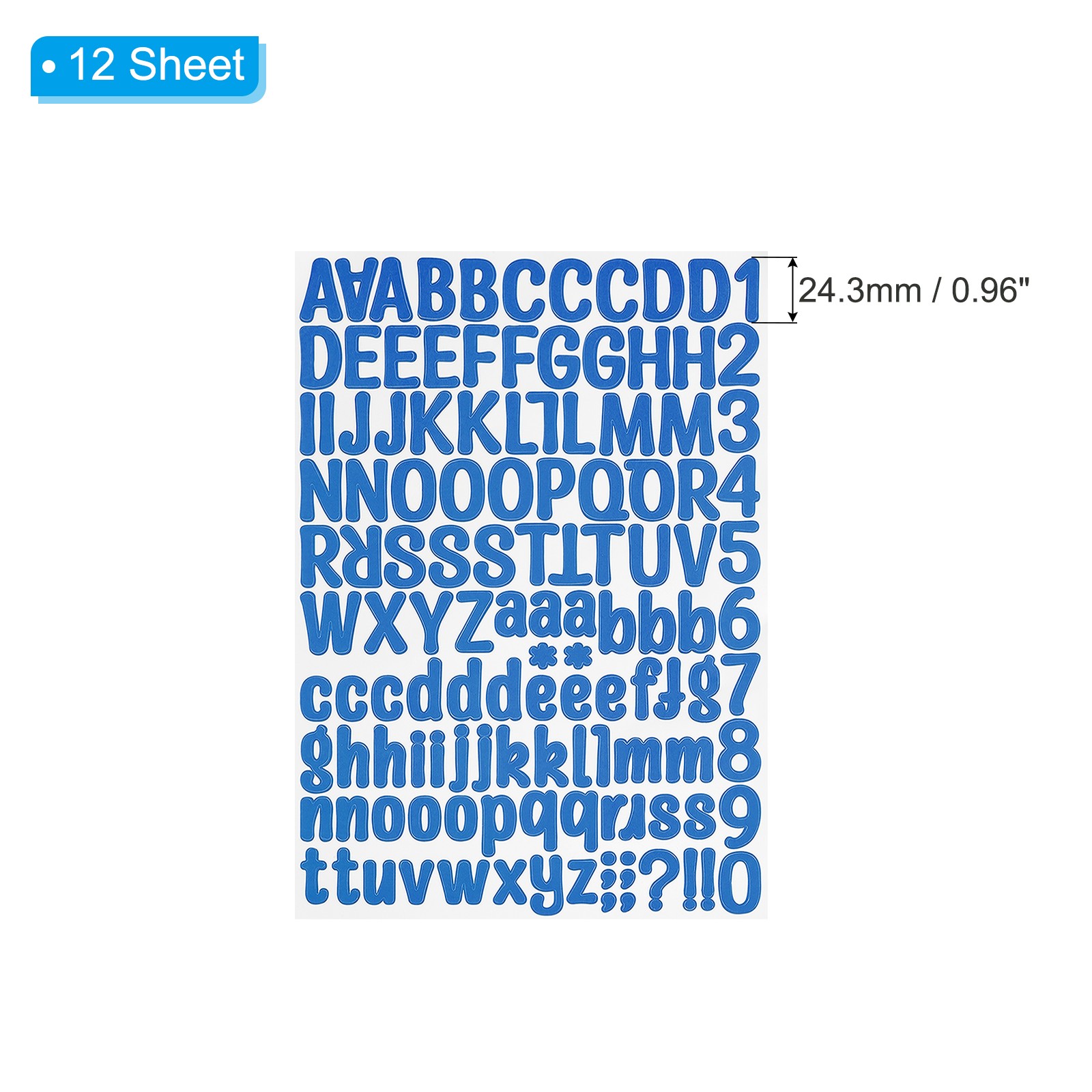 Letter Stickers 1 Inch, 12 Sheets Self Adhesive Alphabet Sticker, Dark Blue