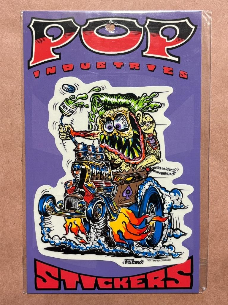 Pop Industries Sticker-VON FRANCO HotRod Monster-new 2007 retro edroth tiki