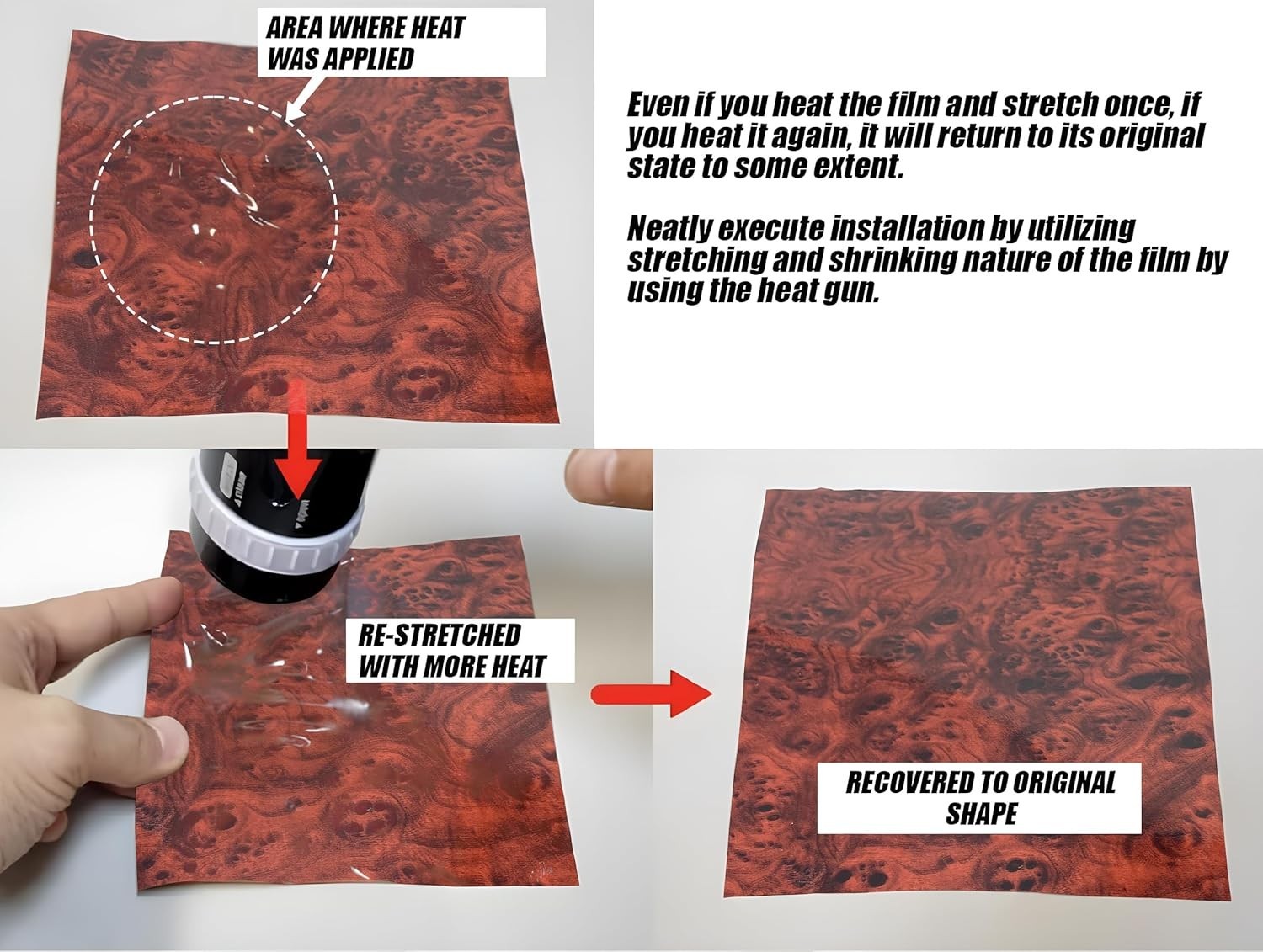 Mahogany Vinyl Wrap -Self Adhesive Film 12 X 60 Inch Glossy Wood Grain Decal Sti