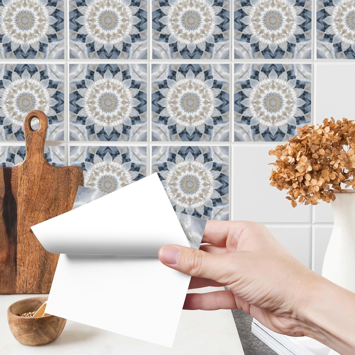 Wall Tiles Peel and Stick Waterproof – 24 Pcs (6×6 Inch) Wall Stickers Backsp…