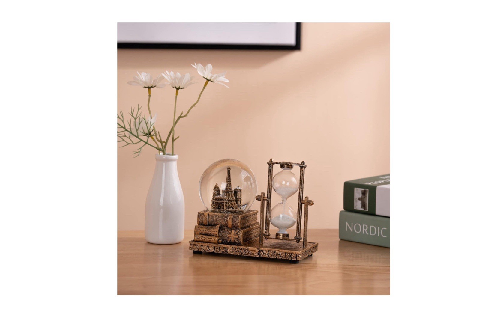 Sajani Music Crystal Snow Globe with Hourglass Timer, Vintage hour Glass