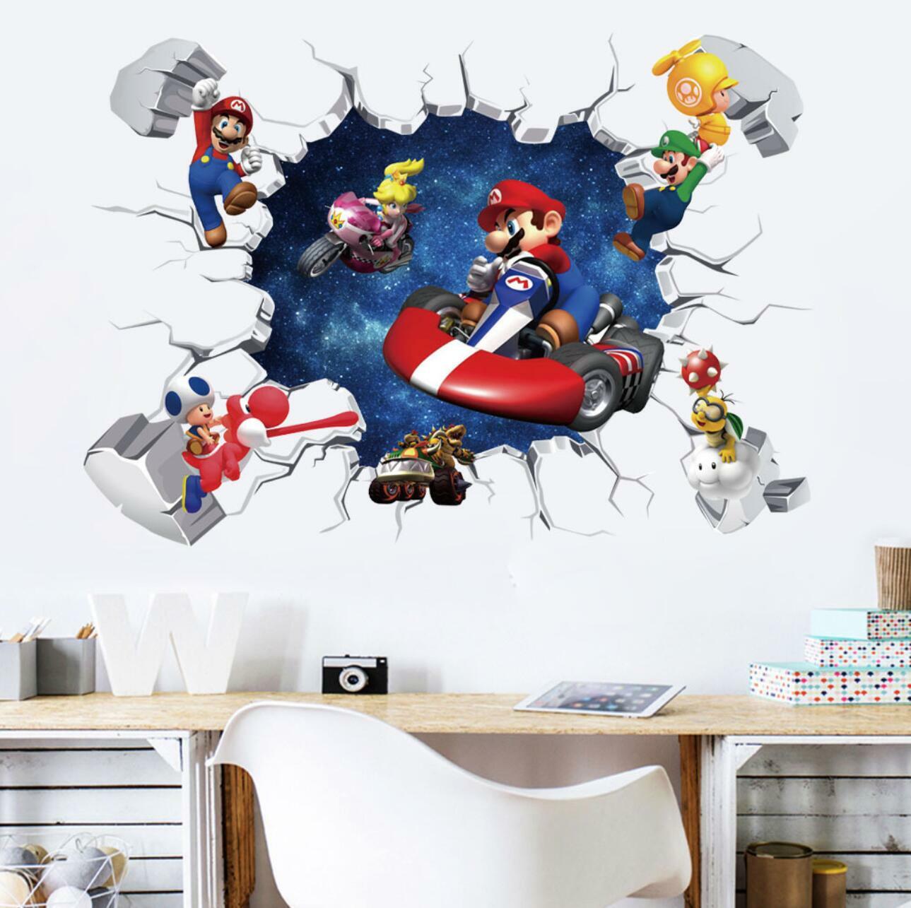 NEW 3D Super Mario Kart Bros Removable Wall Stickers Decal Kids Home Decor USA