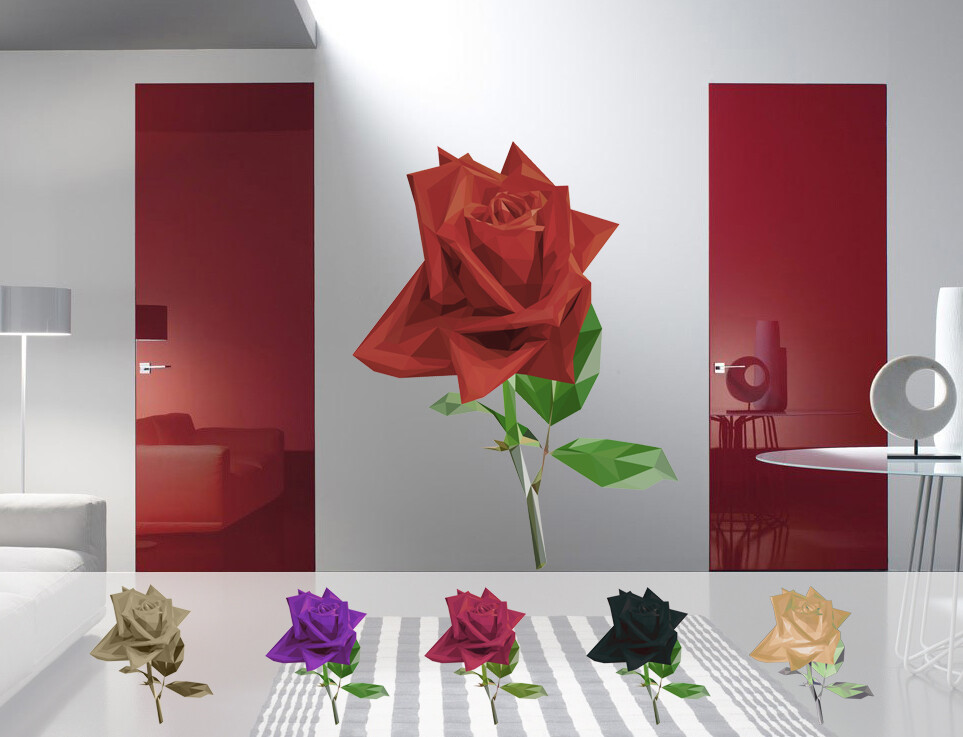 Rose Wall Decal, Flower Sticker, Plant Wall Art, Design for Florist