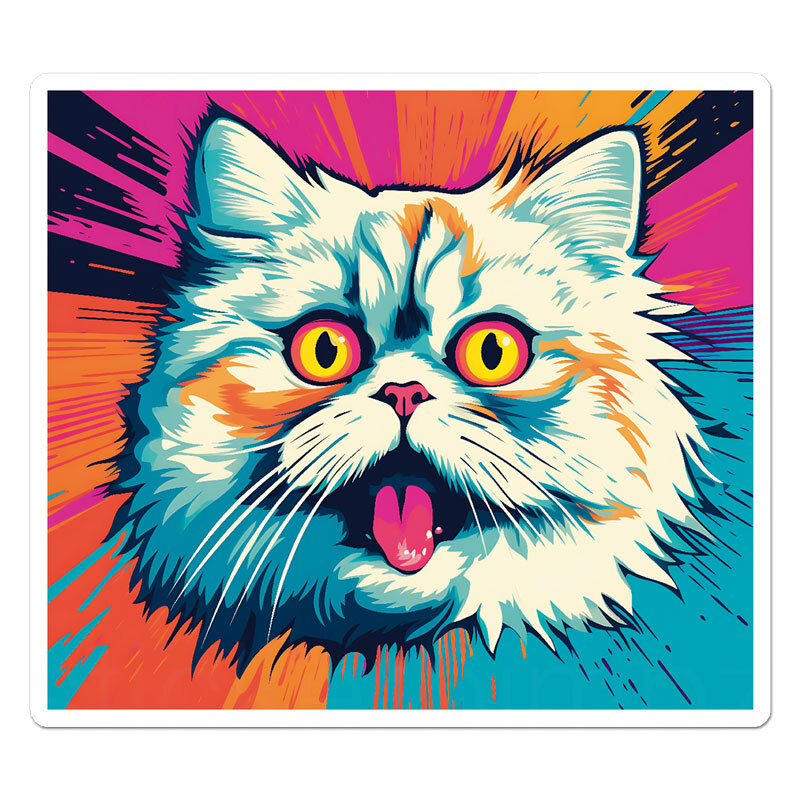 Popart Persian Cat, Vinyl Decal Sticker, Indoor Outdoor, 3 Sizes, #11852