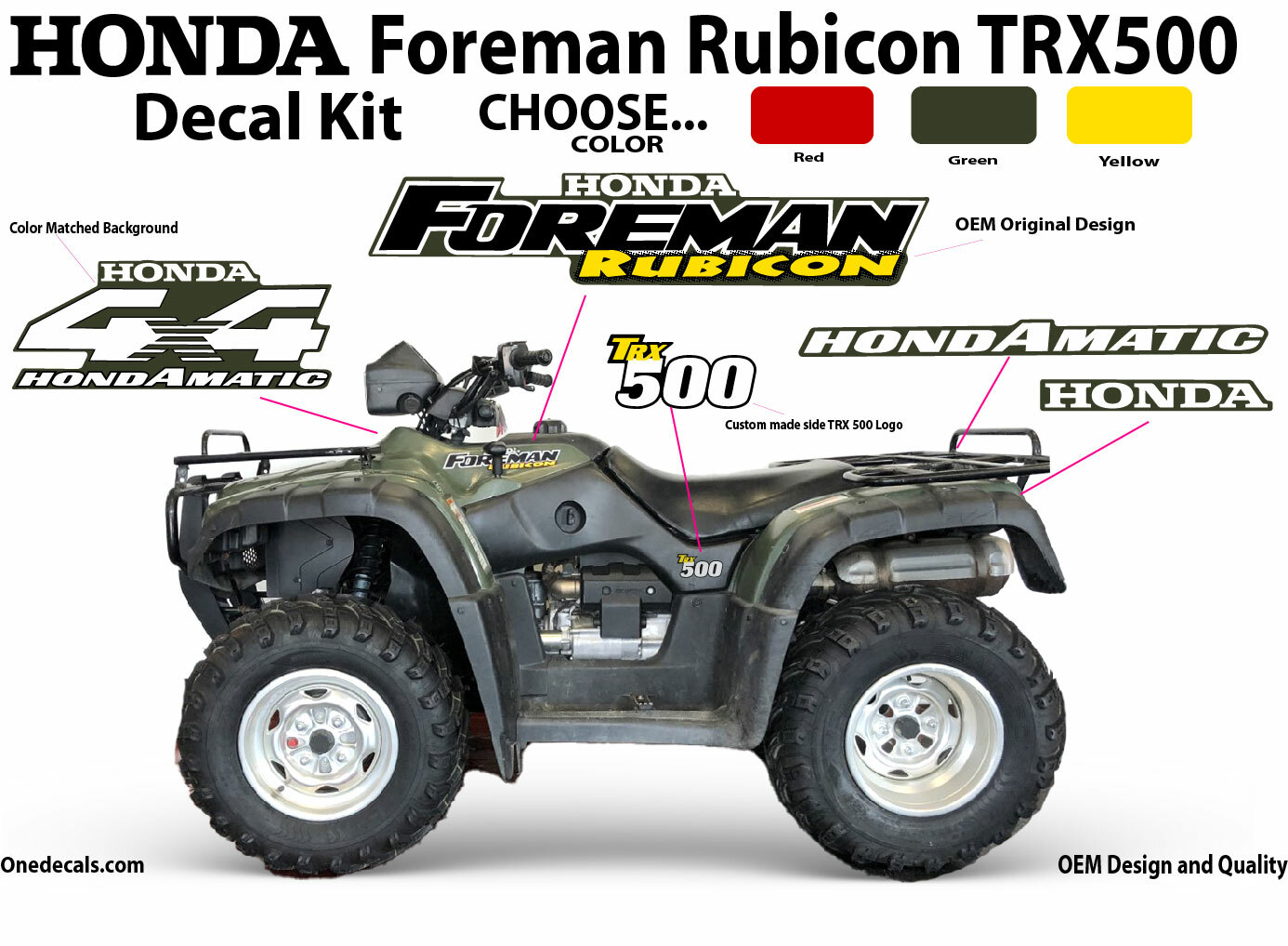 Honda Foreman Rubicon Decal Kit Sticker Graphics Emblem 2001 2002 2003 2004 OEM