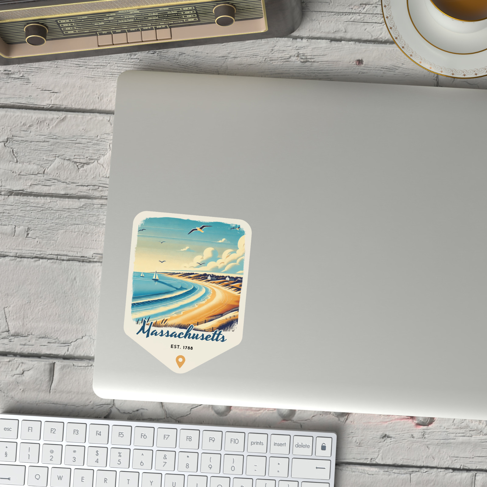 Massachusetts Retro State Sticker Travel Vinyl Decal for Laptop Water Bottle Car