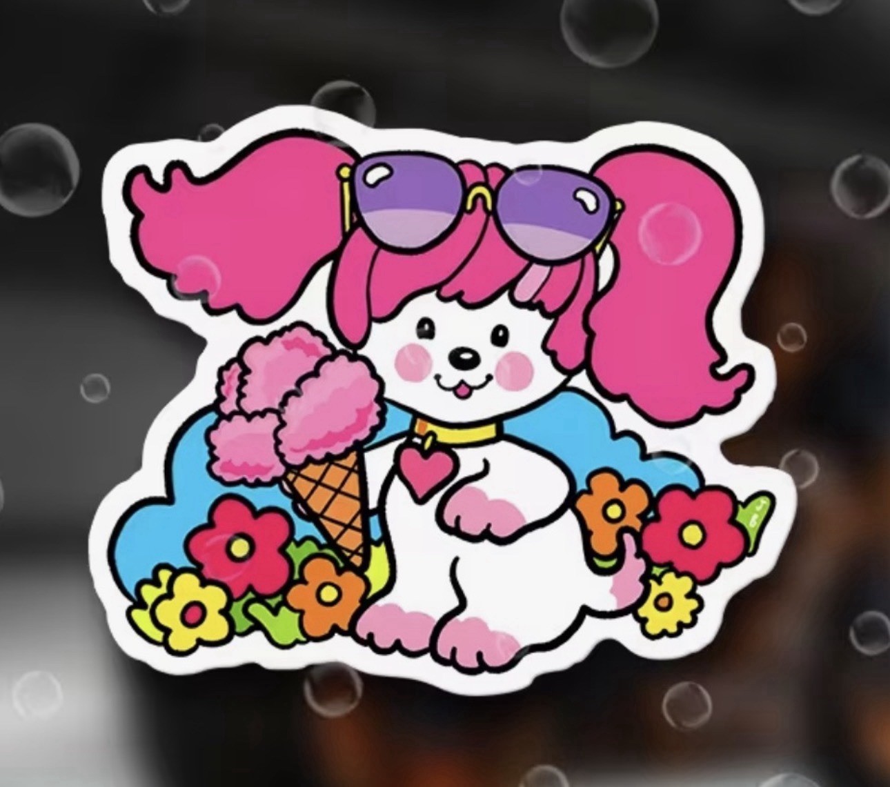 POOCHIE DOG ICE CREAM RETRO 80s 2” VINYL DECAL DIECUT VTG LOOK STICKER 1PC