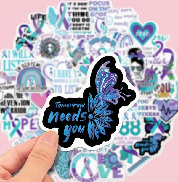 50-pc Suicide Awareness Mental Health Stickers New
