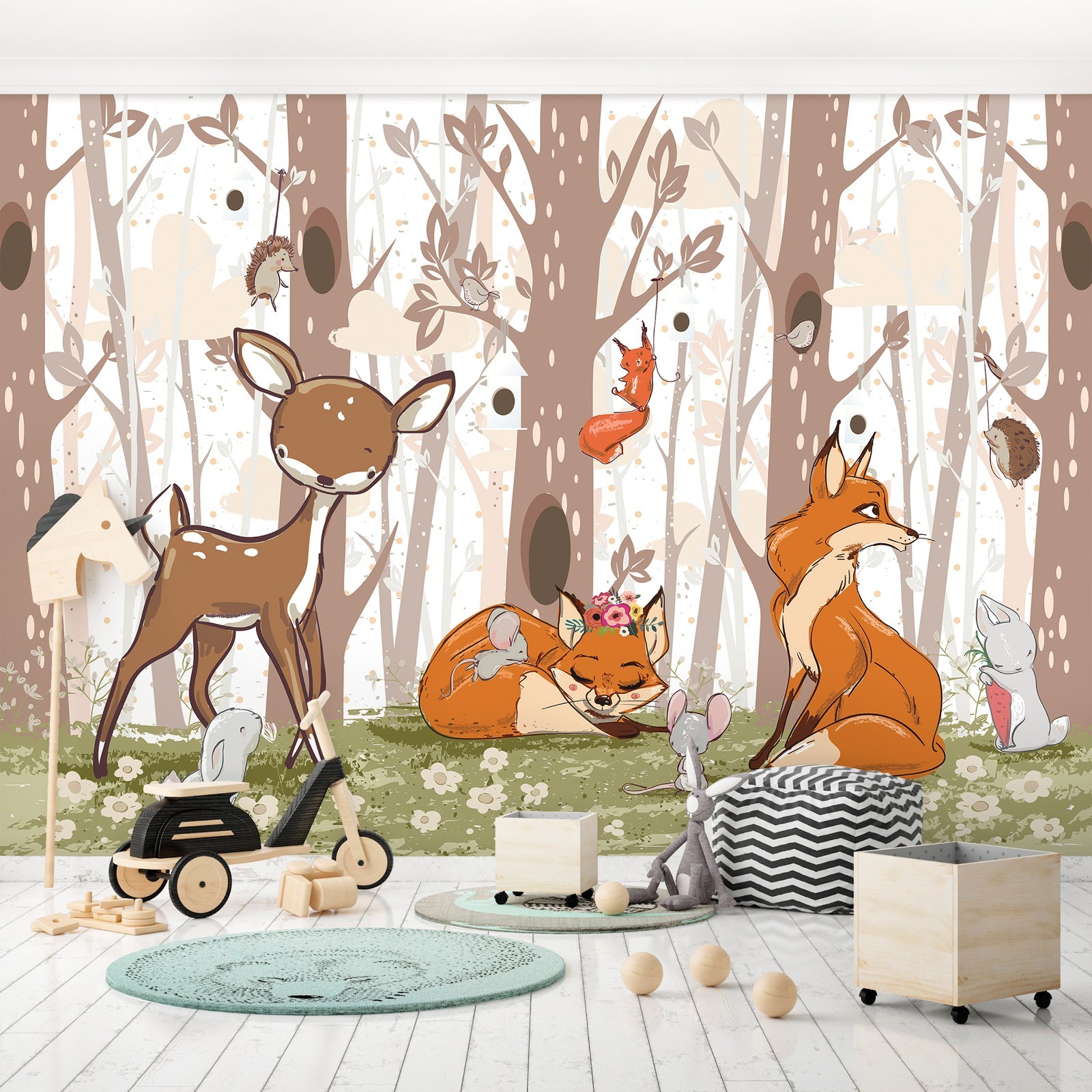 Nursery forest PHOTO WALLPAPER 12×8 foot giant brown bedroom wall decor unisex