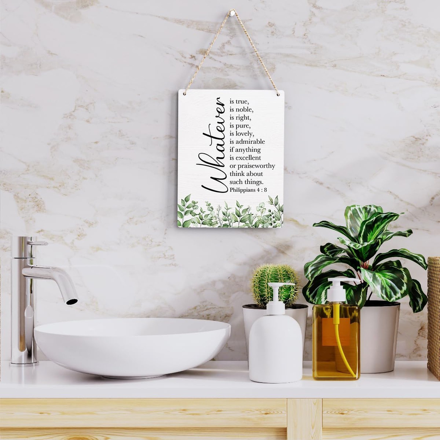 Inspirational Scripture Wall Art Bible Verses Philippians 4:8 Wooden Hanging …