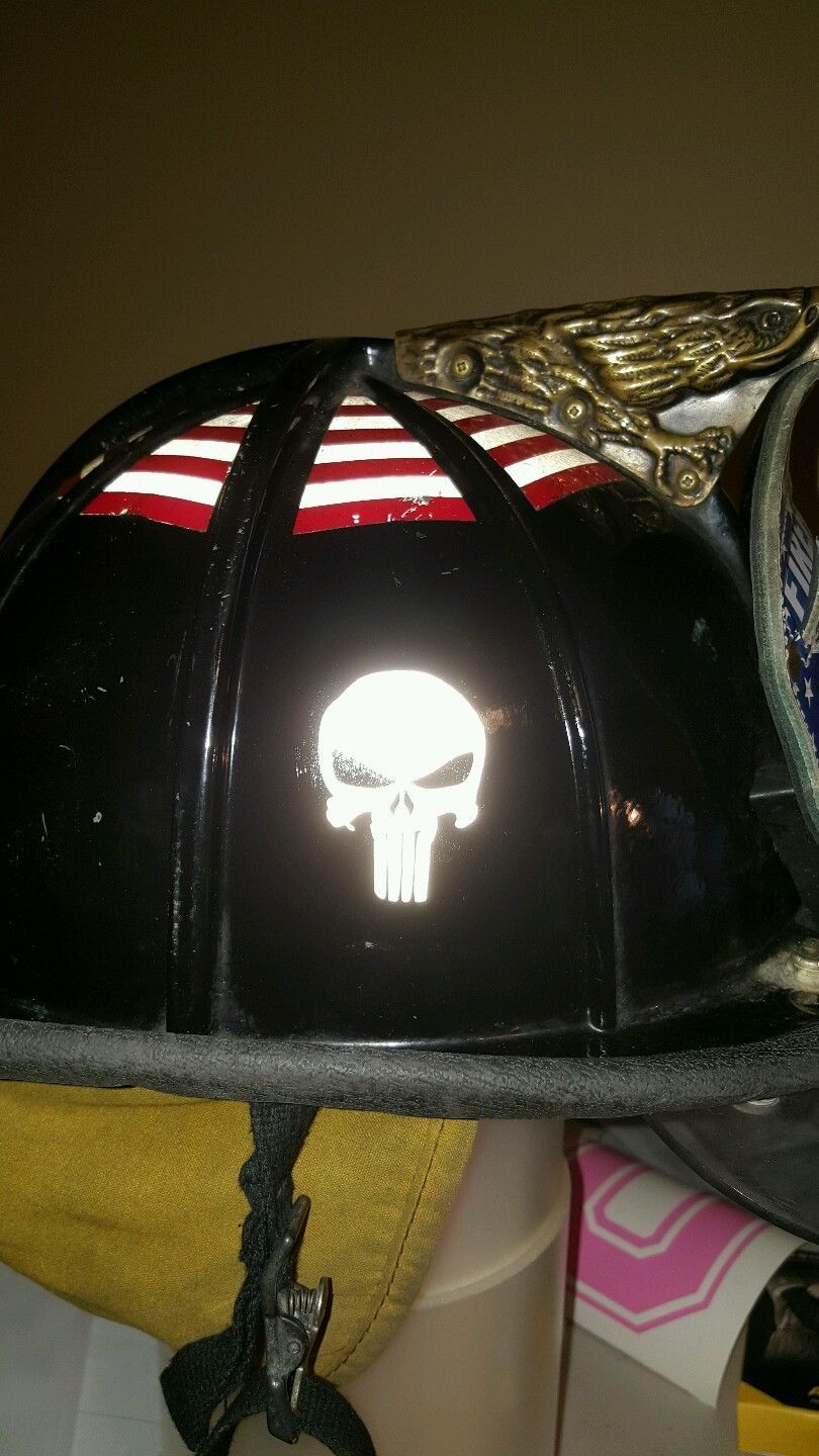 REFLECTIVE Punisher fire helmet die cut decal window sticker hard hat