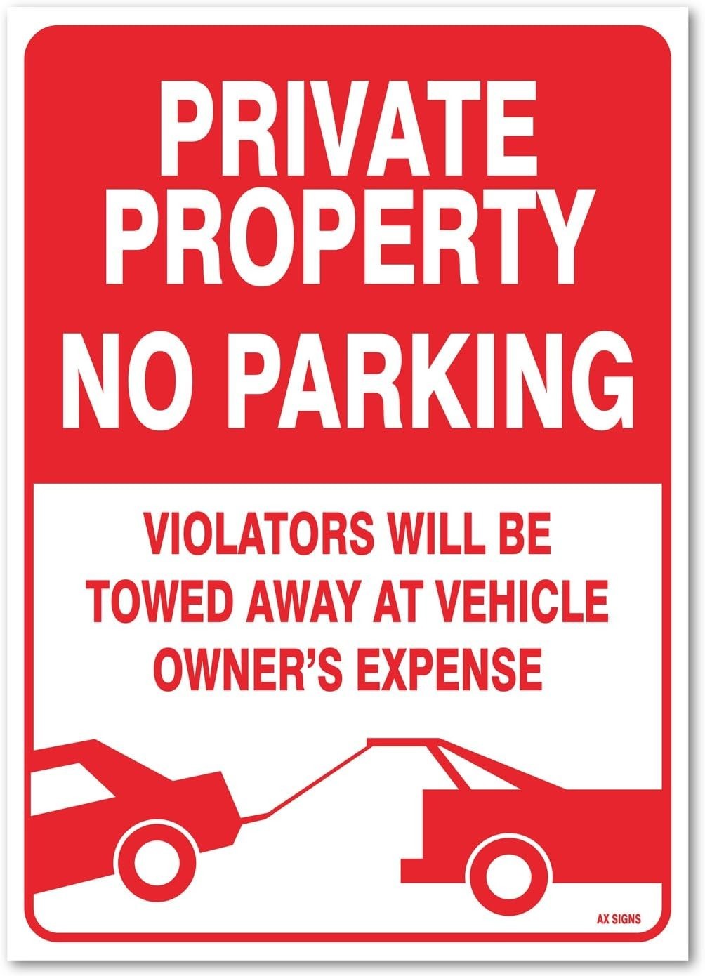 (2 Pack) Private No Parking Violators Will Be Towed Away Sticker Sign 10×14 Inch