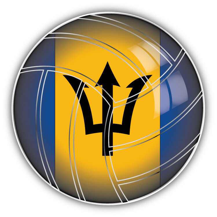 Barbados Volleyball World Flag Car Bumper Sticker Decal – "SIZES"