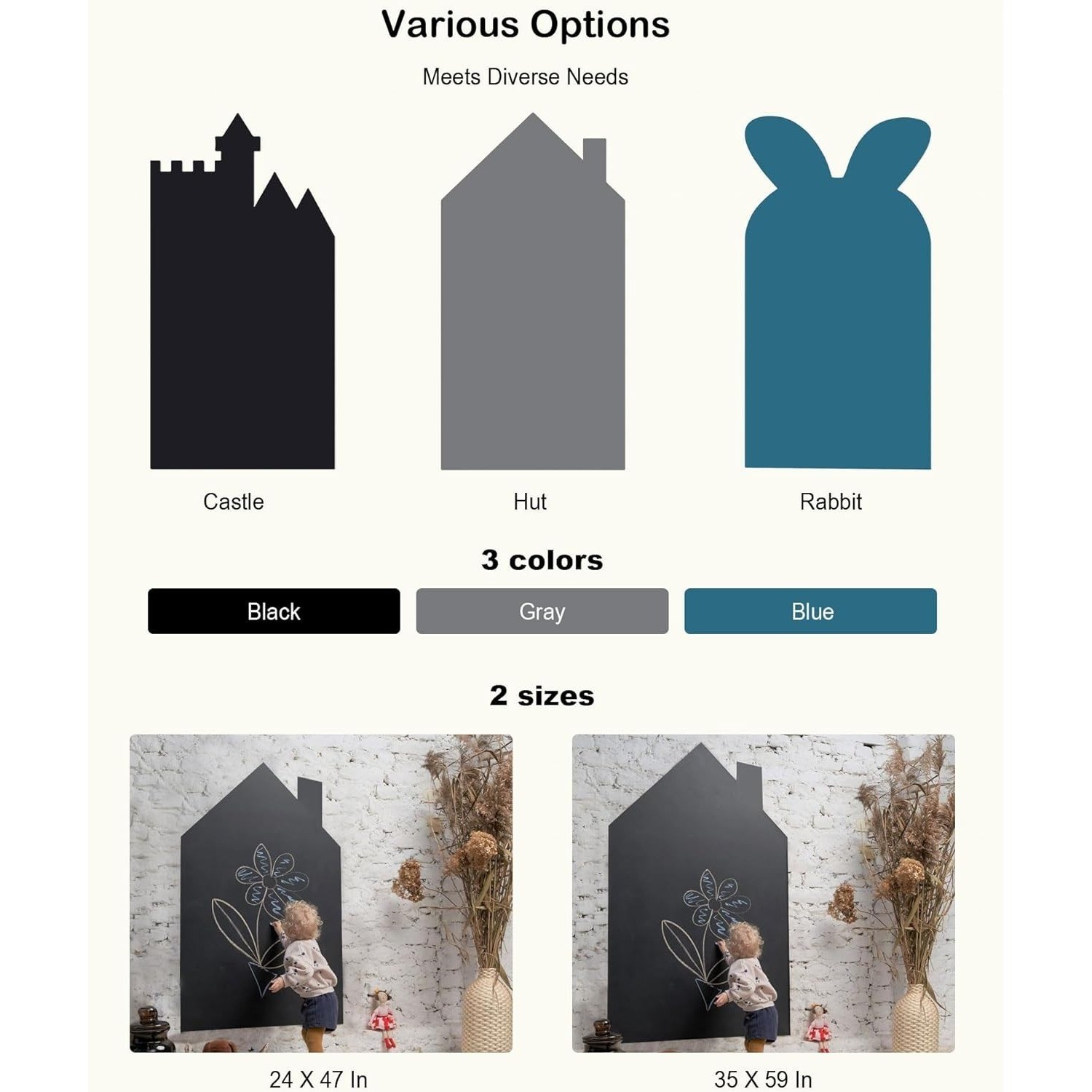 HILIUS Magnetic Chalkboard for Wall Cute Shape Adhesive Magnetic Wall Sticker
