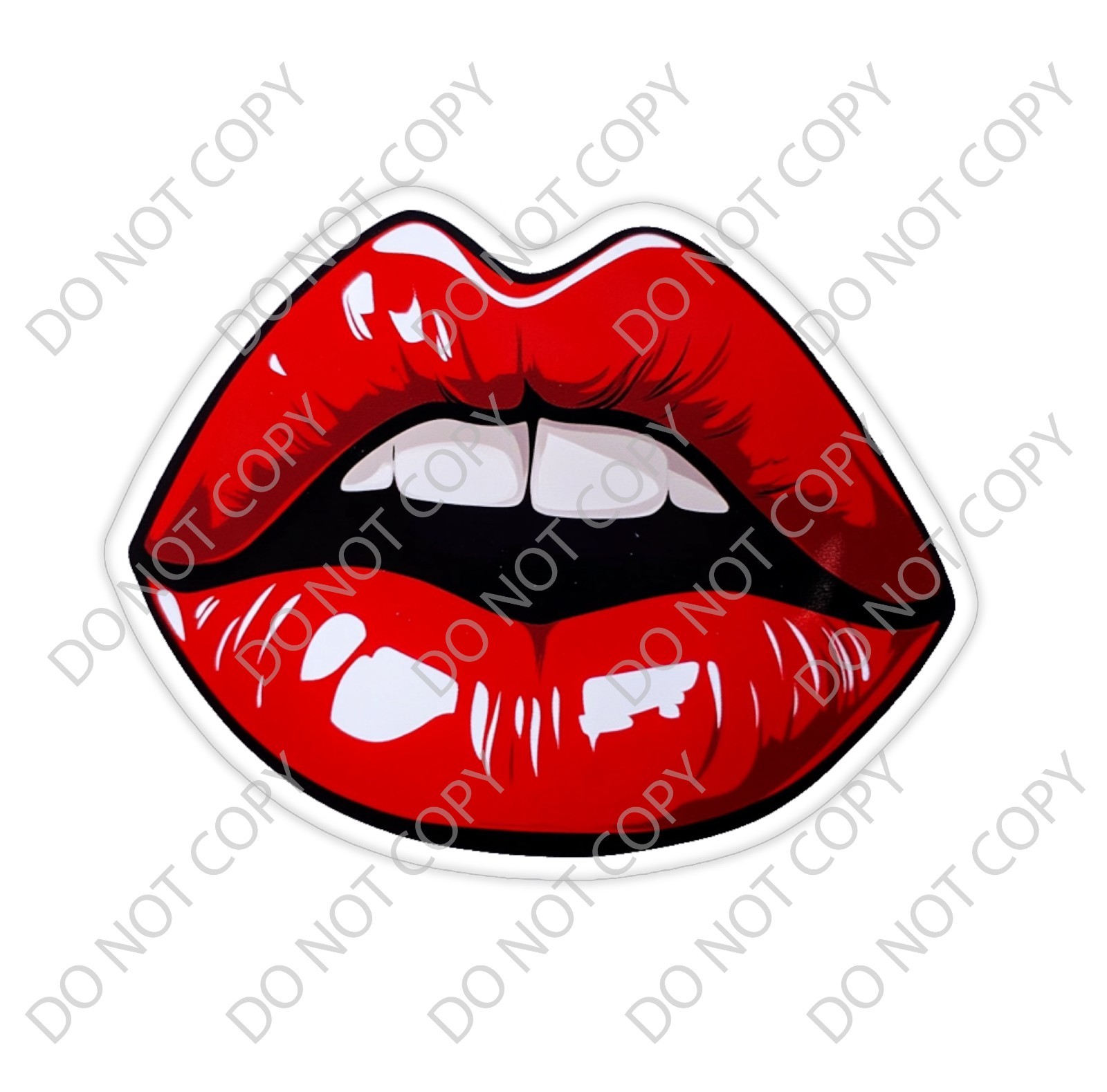 Laminated Vinyl Decal Die Cut Waterproof Sticker – Red Lips Kiss