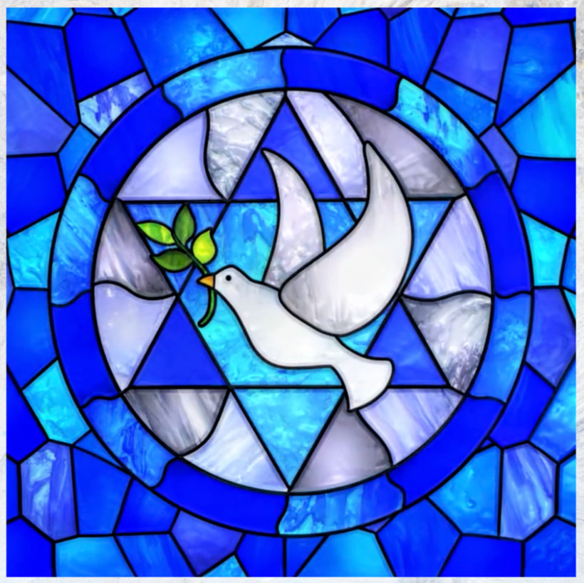 Peace Dove Faux Stained-Glass WINDOW CLING Size 8" Repositionable Vinyl