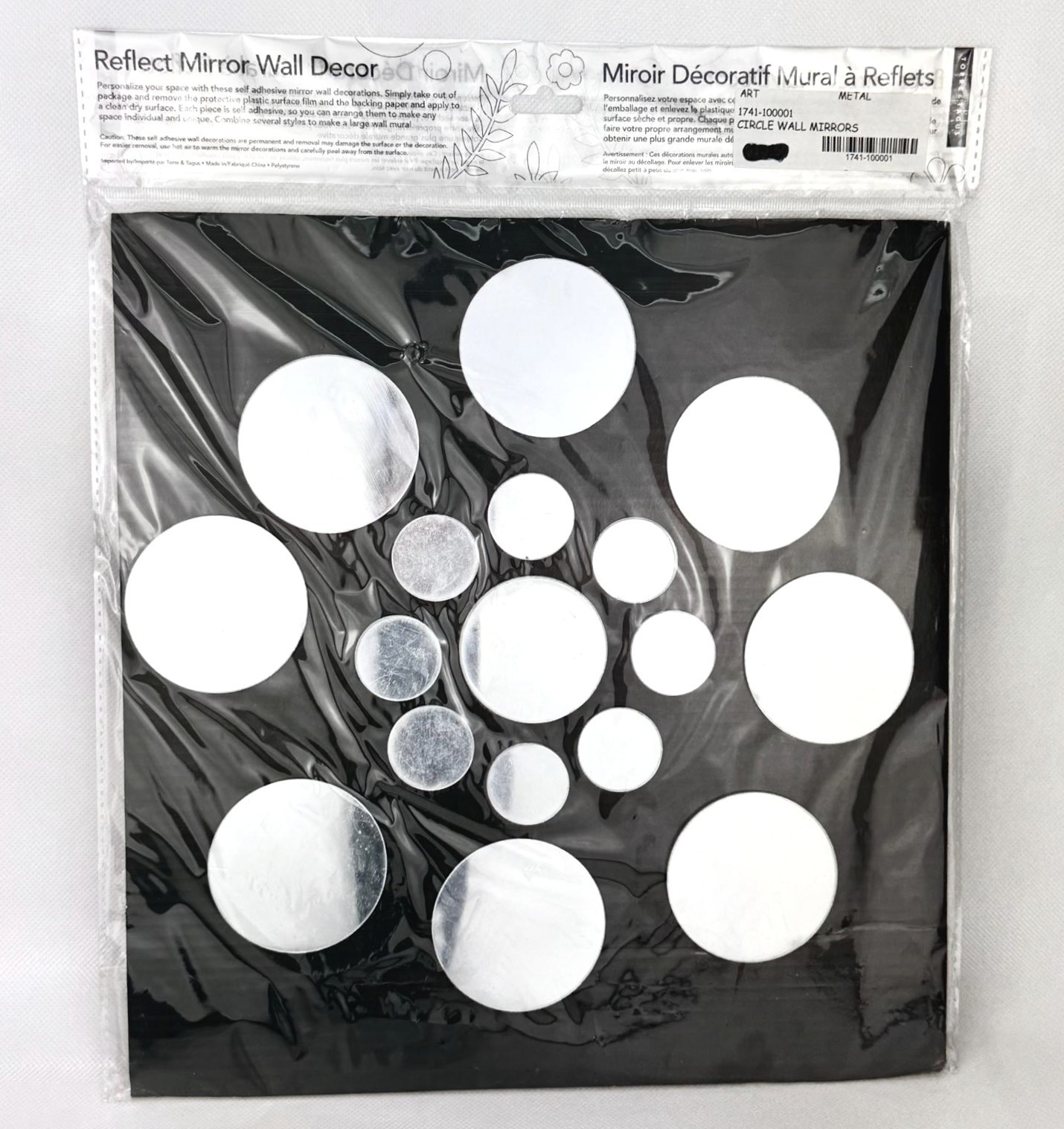Torre & Tagus Gerbera Daisy Reflect Mirror Wall Decor 15pc Self-Adhesive Set