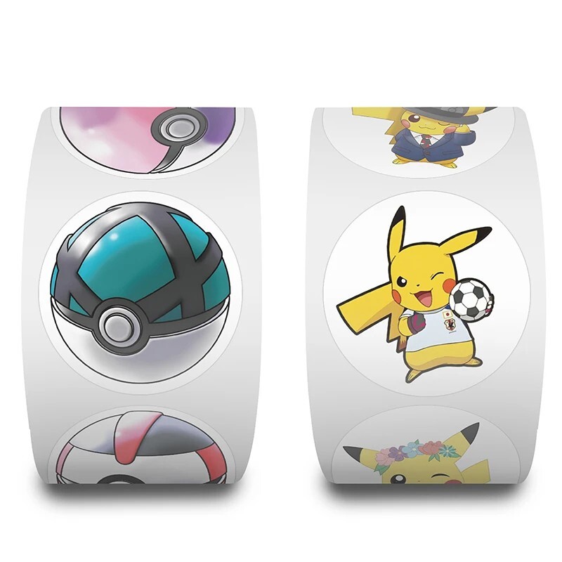 1000/500Pcs Electric Mouse Character Stickers Roll Kawaii Waterproof DIY Gift Ki