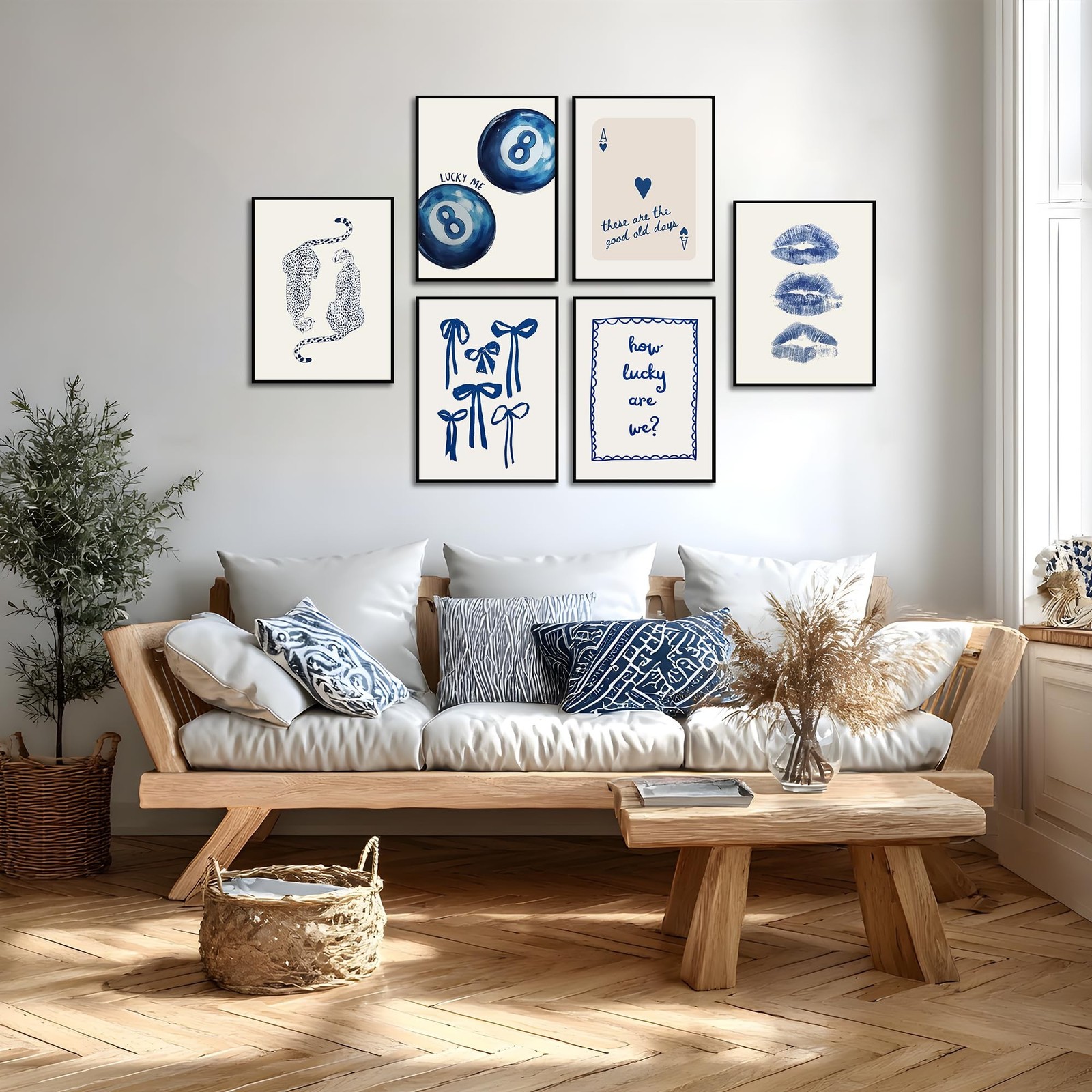 Trendy Navy Wall Art Cheetah Poster Wall Decor Funky Lucky 8 Ball Prints Tren…