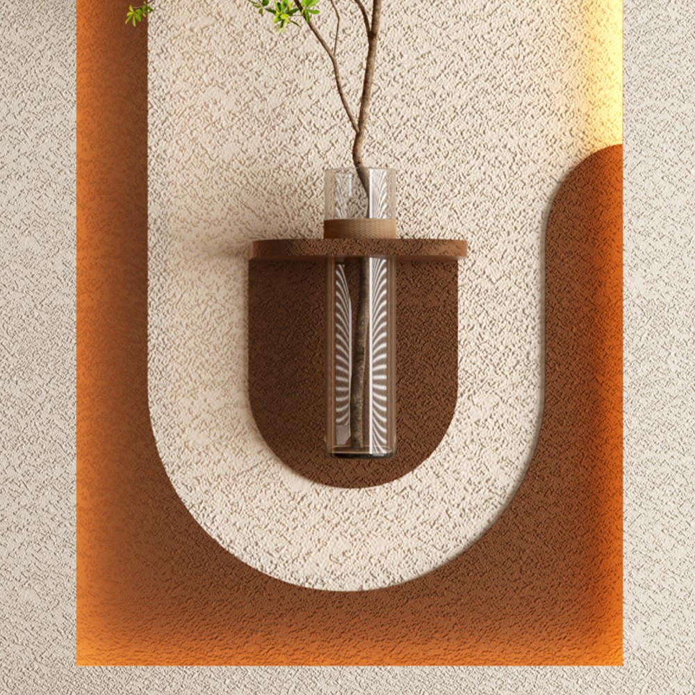 Adjustable 3-Color LED Sandstone Wall Decor with Simulated Green Plants