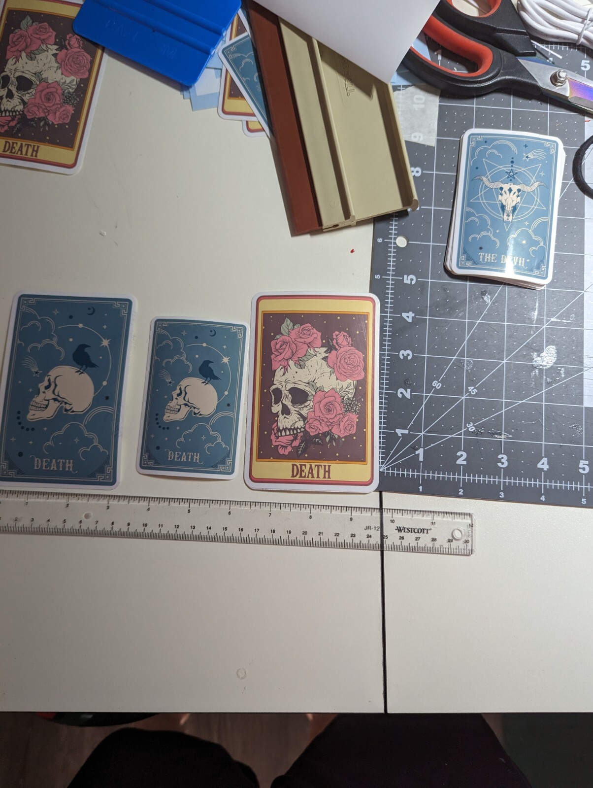 DEATH tarot 'card' blue die-cut printed vinyl sticker