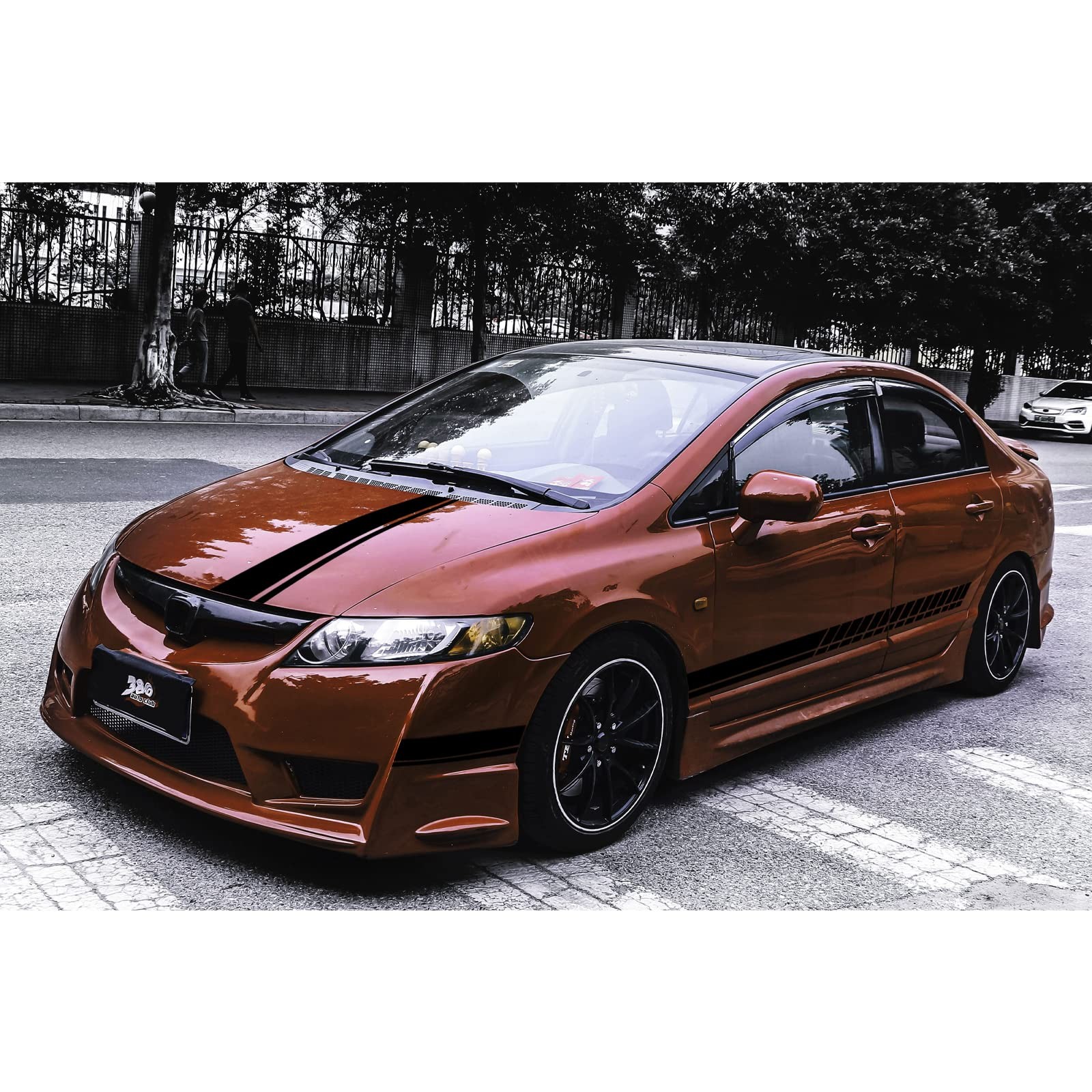 Racing Side Stripe Stickers for Car,Vinyl Car Hood Decal,Car Side Graphics (B…