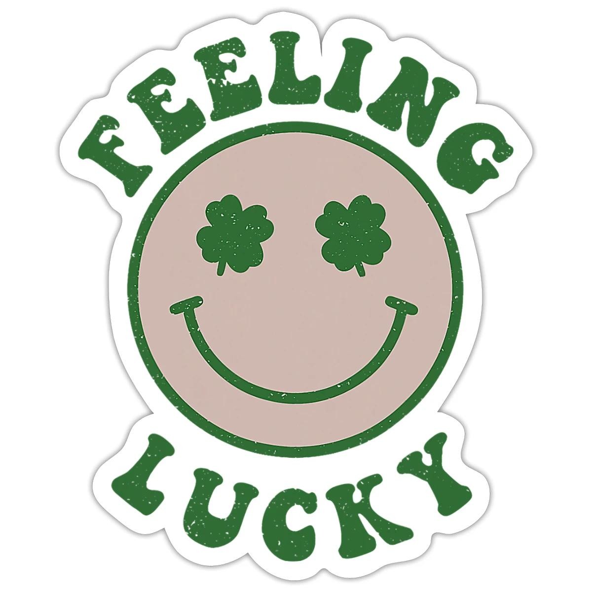 Feeling Lucky Smile Face St Patrick Day Fun Sticker, max. 4 x 4"