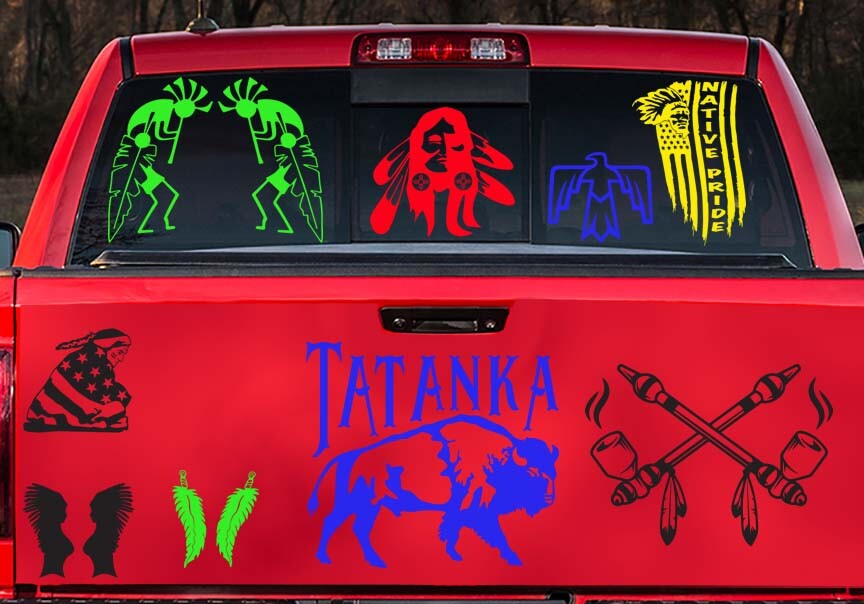 Native American Two Peace Pipes Sticker Decal