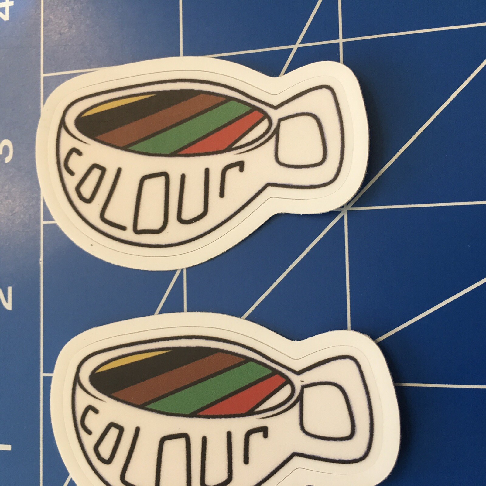 Lot 2 Colour Color Diversity Coffee Cup Unique 2023 Promo Glossy Sticker Laptop