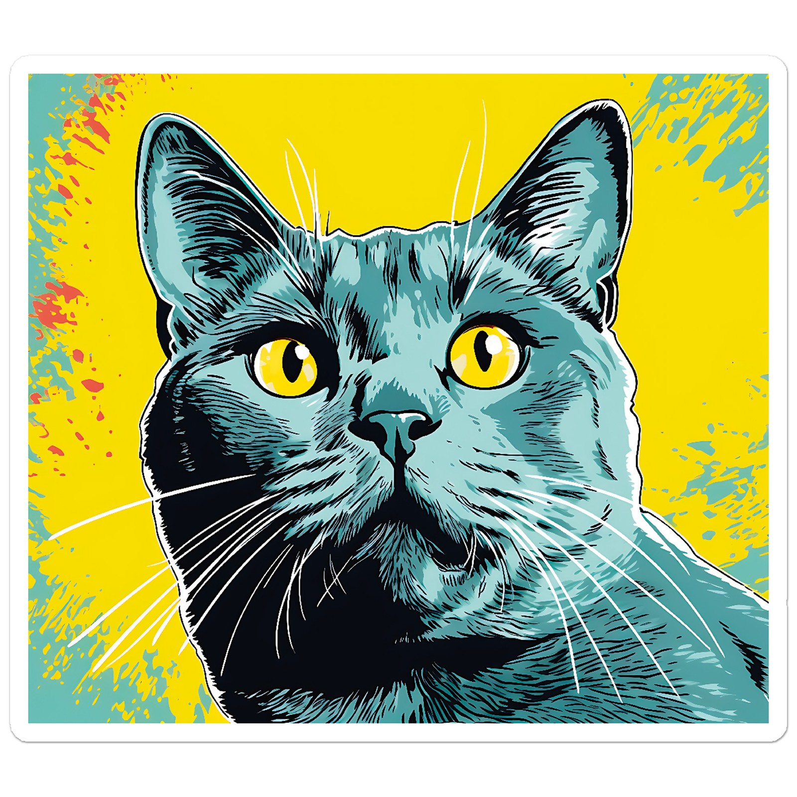 Popart Chartreux Cat – Vinyl Decal Sticker – Car Window Laptop – ebn11857