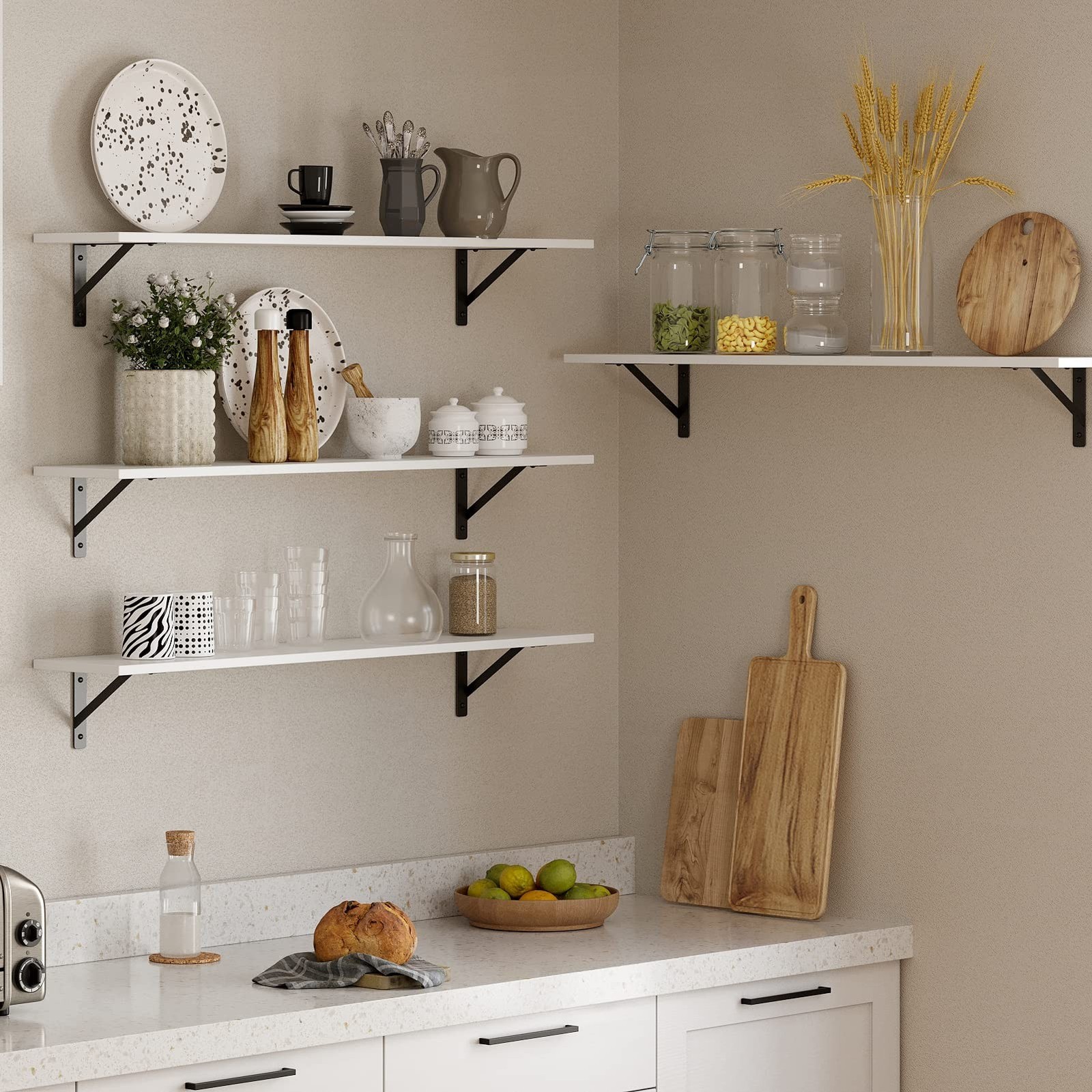 DINZI LVJ Long Wall Shelves, 39.4Inch Wall Mounted Shelves Set of 2, Easy-to-…