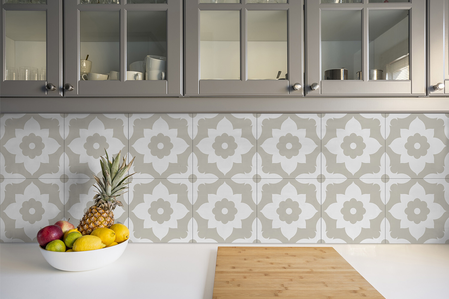 11,8”x11,8” Tile Stickers Splashback Kitchen Peel and Stick Arabesque flower