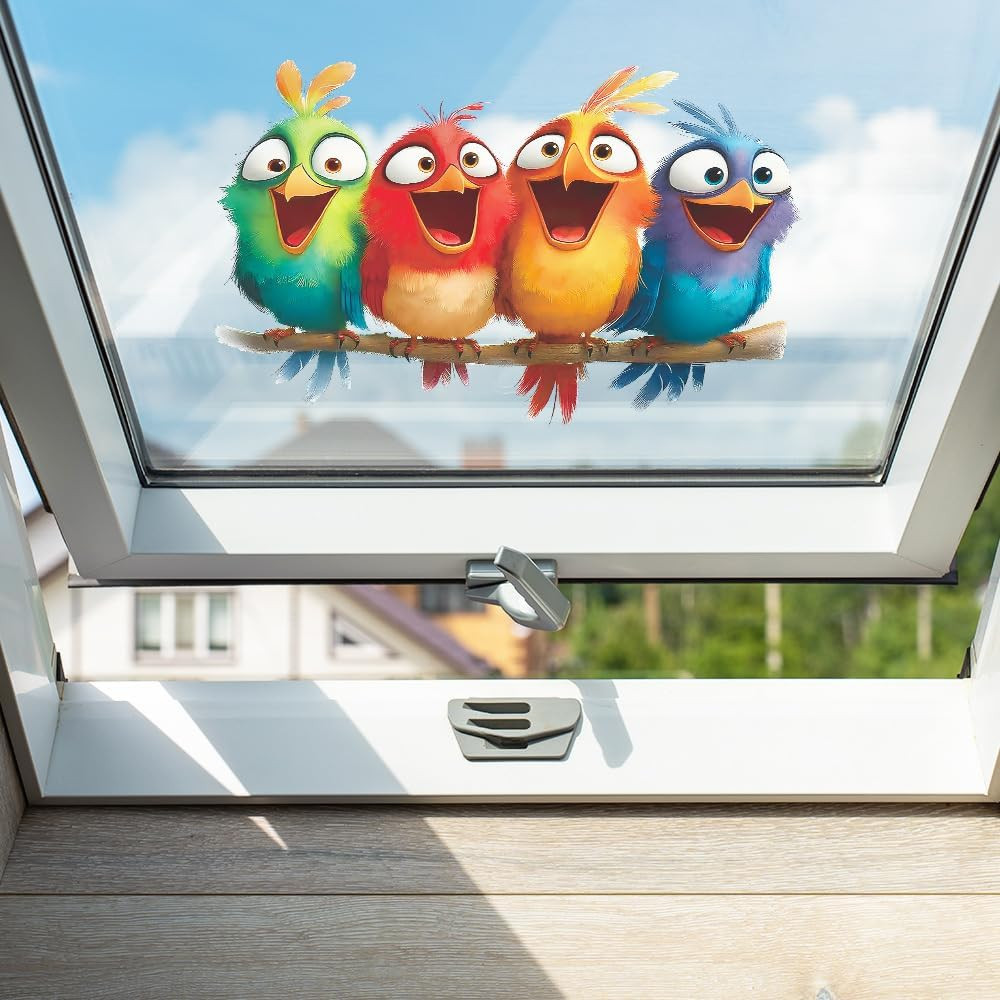 2 Pack Funny Birds Wall Stickers – Vinyl Art Mural for Home Decor