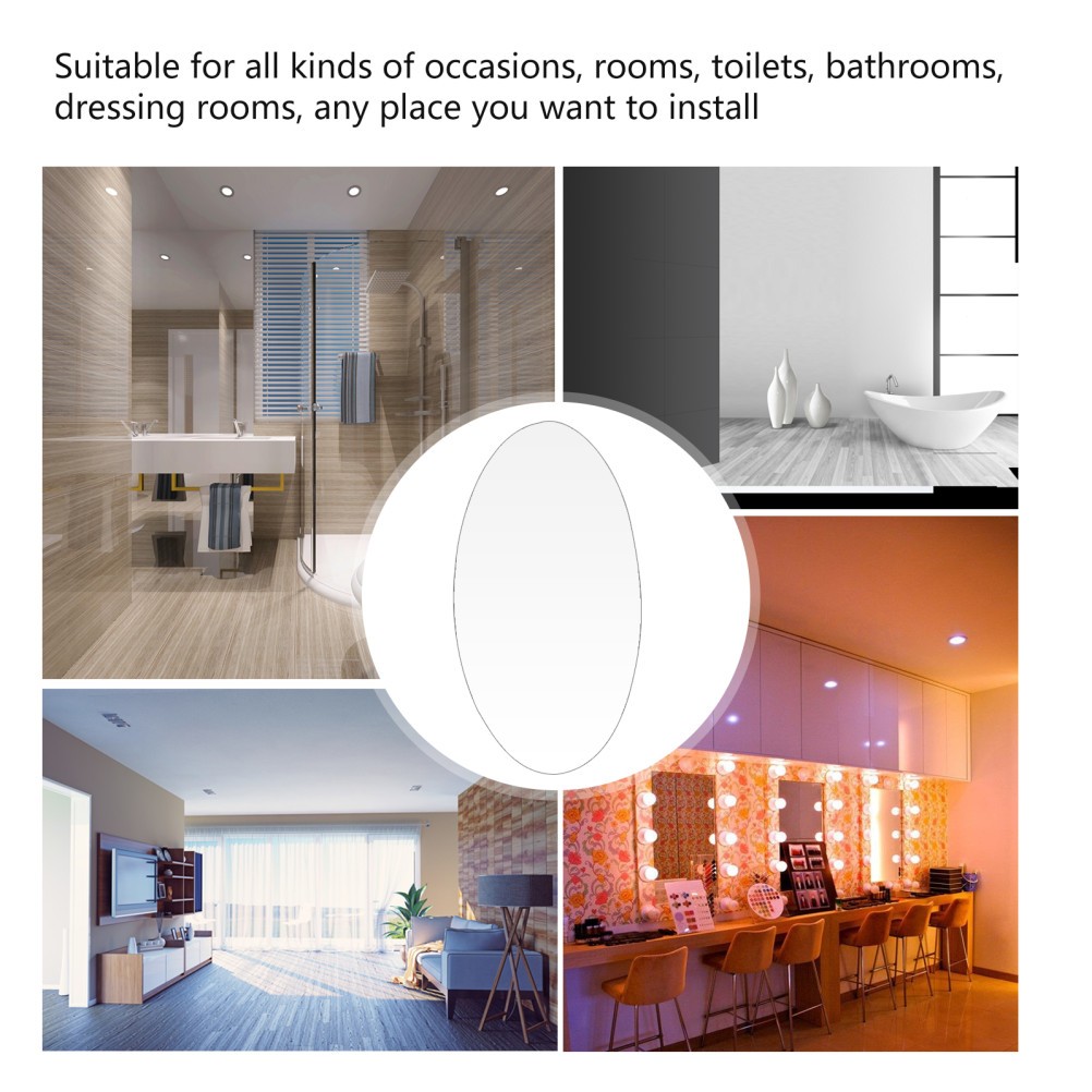 2Pcs Silver Acrylic Plastic Mirror Stickers DIY Home Wall Decoration Decals