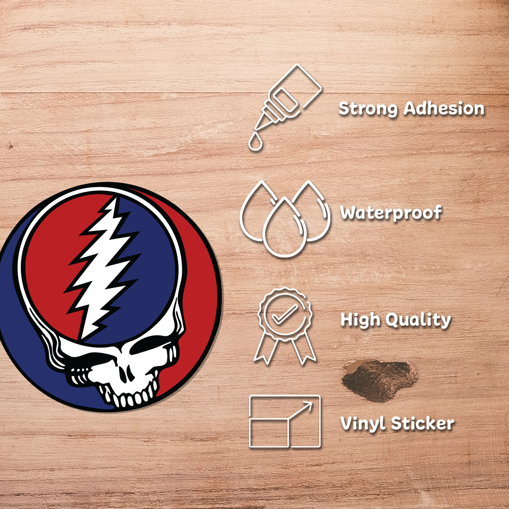Grateful Dead Sticker Steal Your Face Vinyl Decal Rock Band Stealie Laptop Car