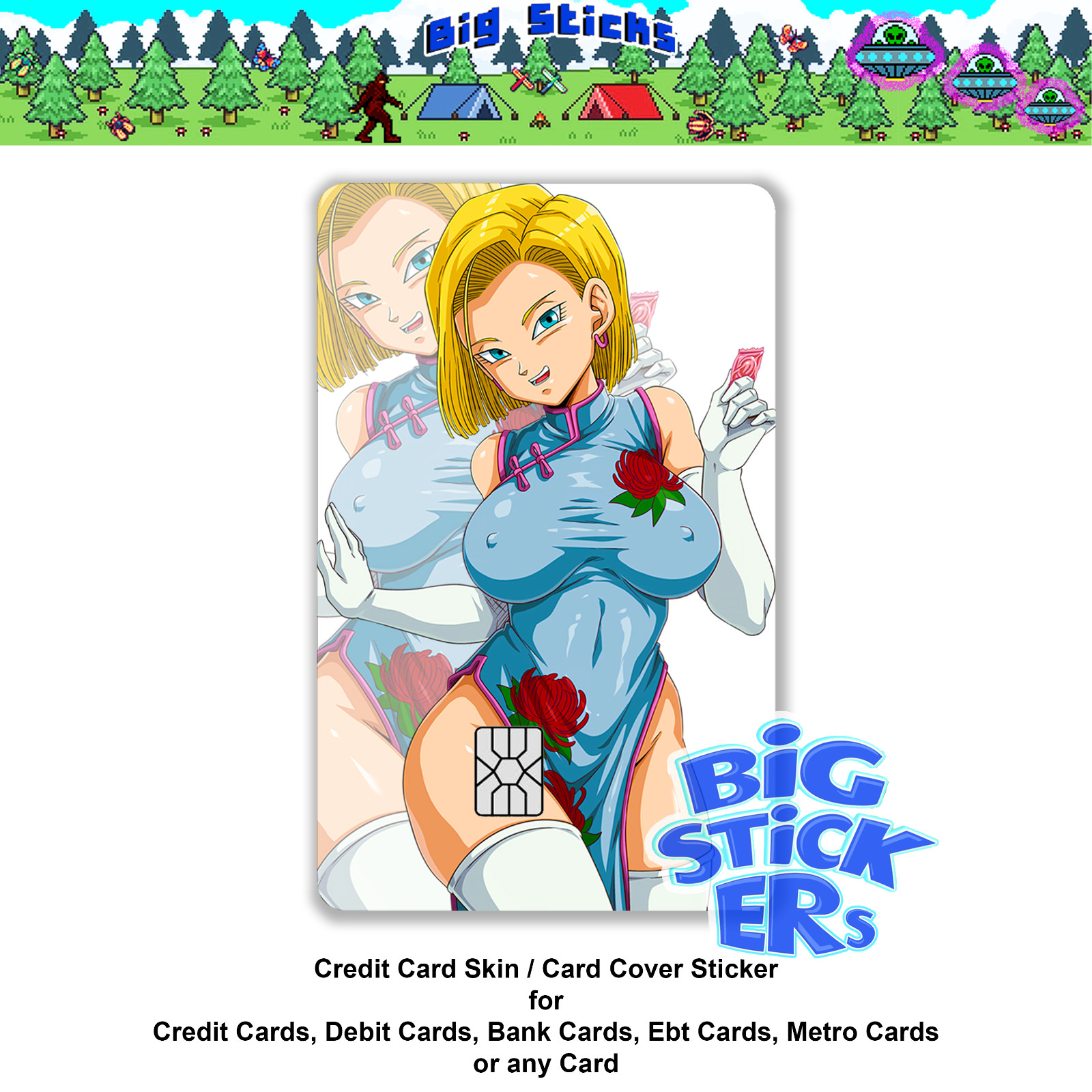 Waifu Hentai Android 18 Anime Girl Credit Card Skin Cover SMART Sticker