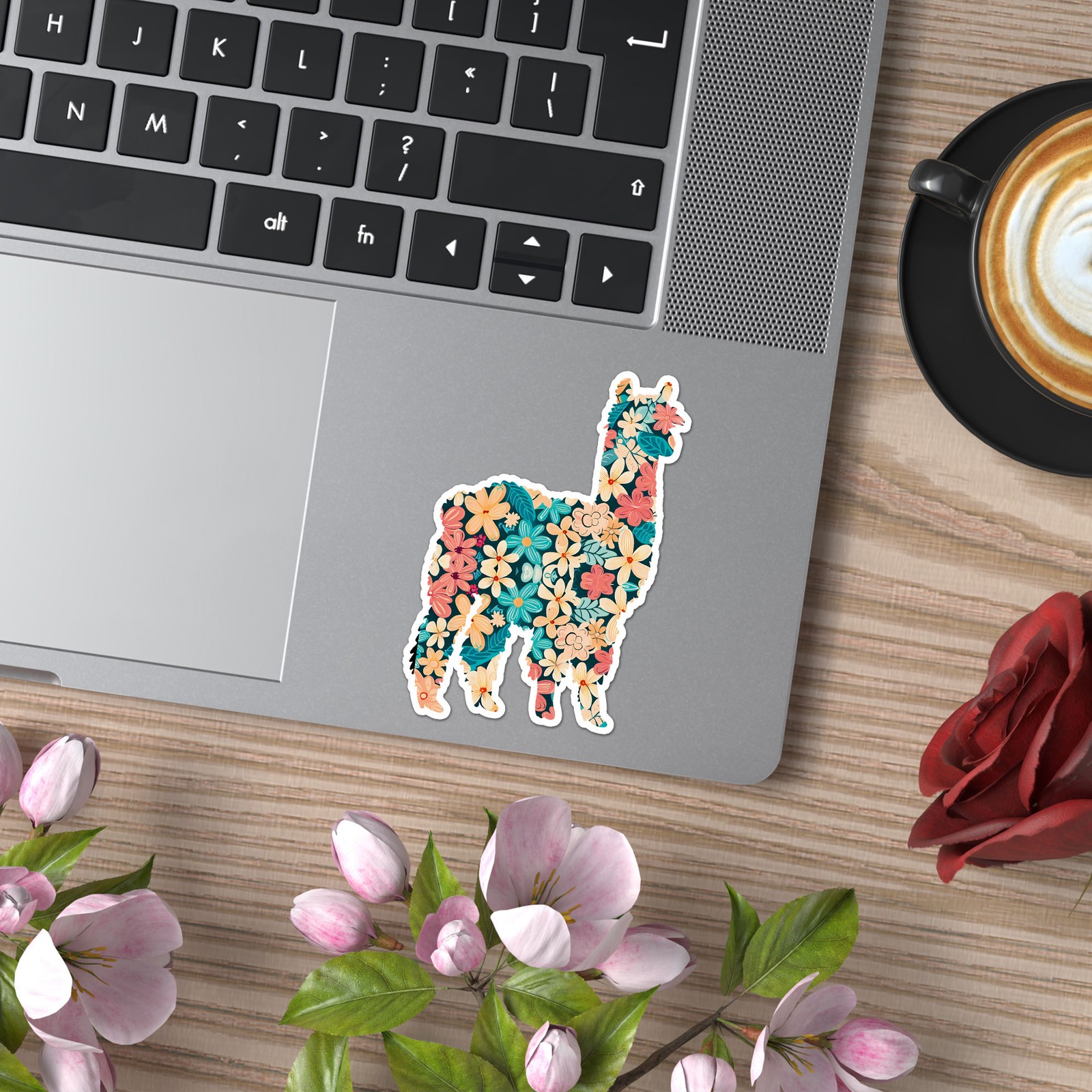 Llama Alpaca Flowers – Vinyl Decal Sticker – Car Window Laptop – ebn9145