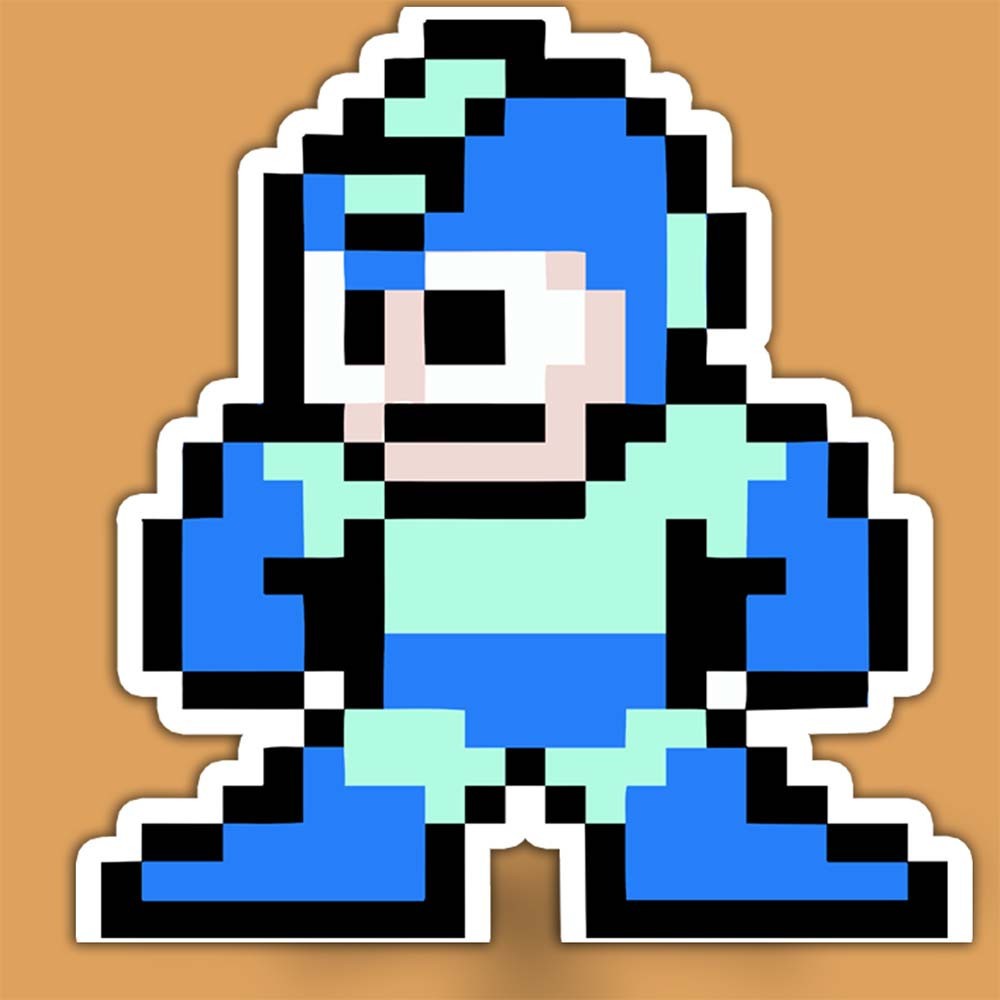 Mega Man Retro Pixel Art Sticker – Vintage SNES 8-Bit Vinyl Decal (3–6" Tall)