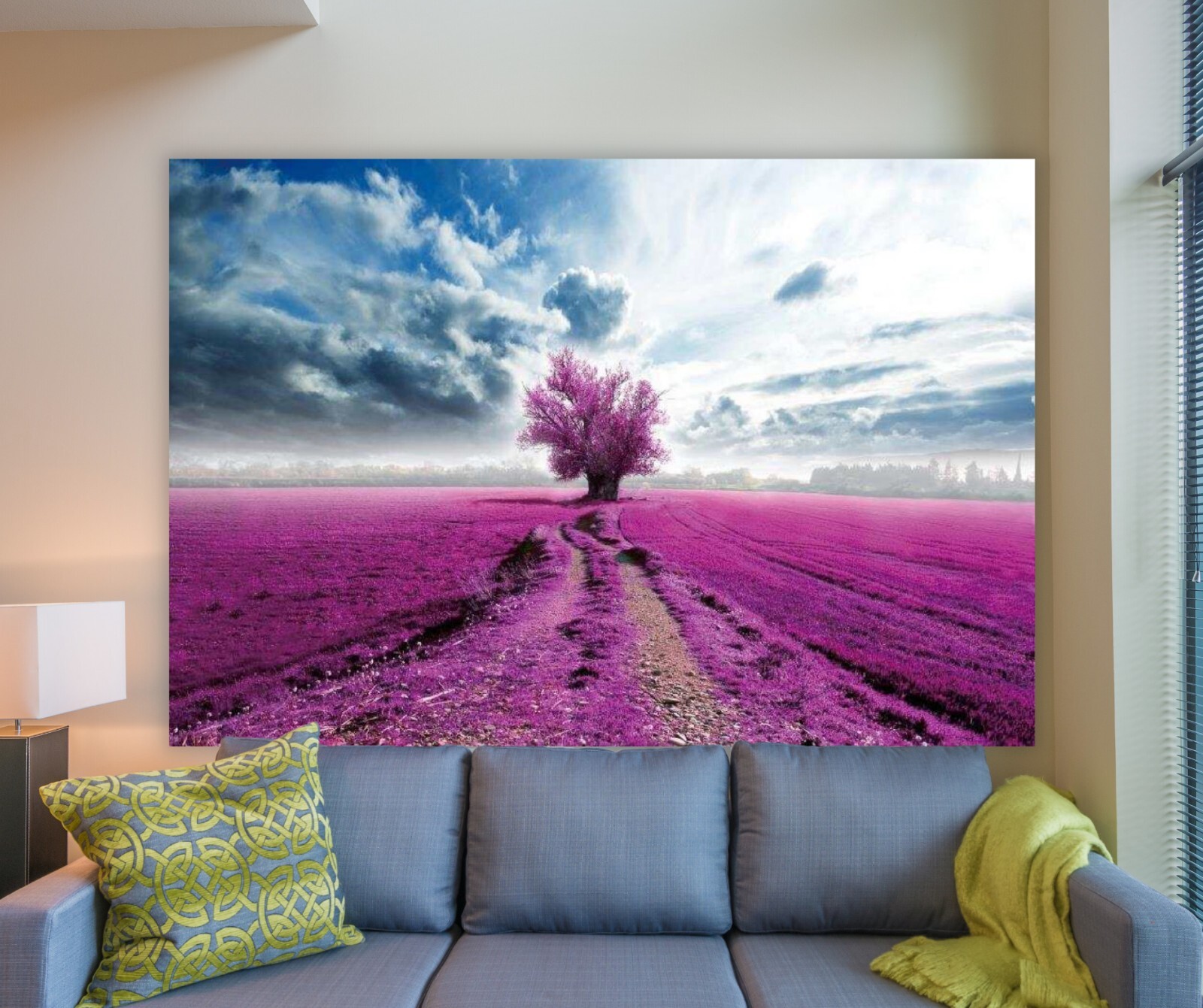 Boho Display Wall Art Decor; Bohemian Lavender Fields Large Bedroom Artwork