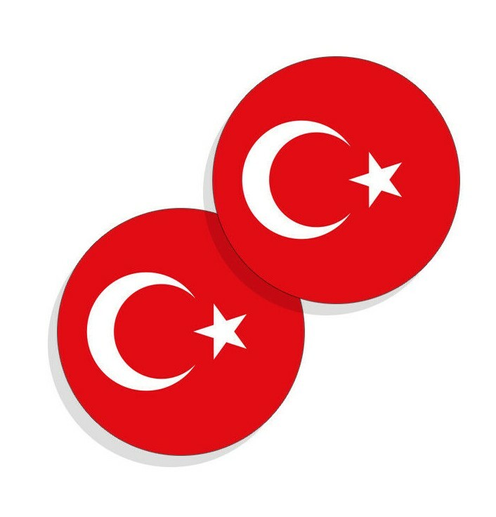 Turkey Flag Stickers Flag Decals Round Indoor Outdoor Circles Turkey 4 pack