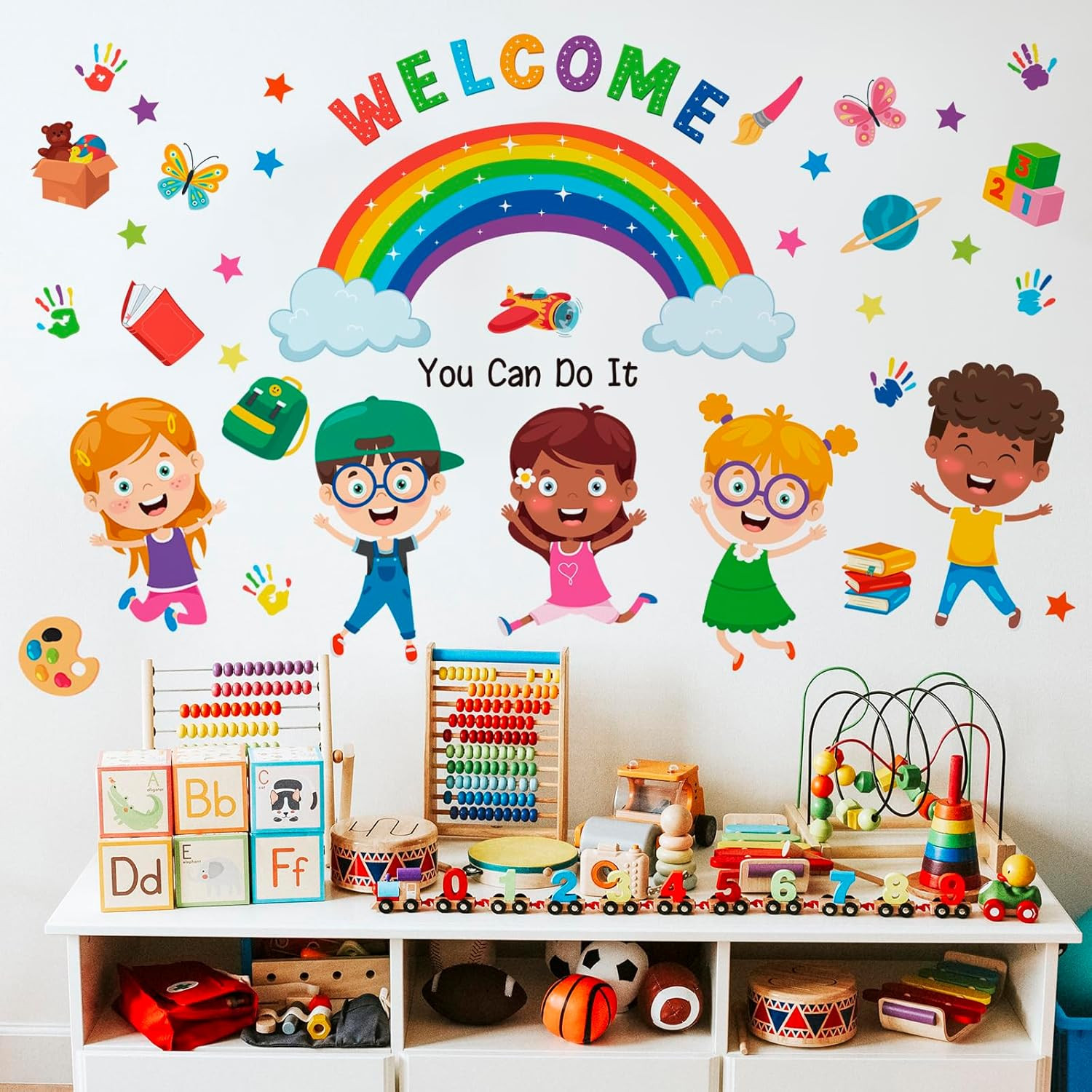Kids Wall Decals for Classroom and Playroom – Colorful Learn Play Grow Together