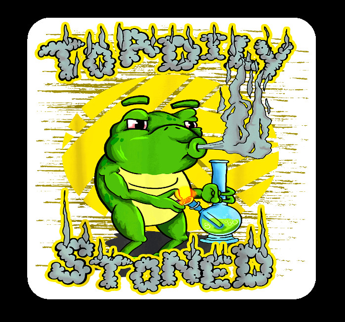 Toadally Stoned Frog 420 Sticker Weatherproof Vinyl UV Cannabis Weed Marijuana