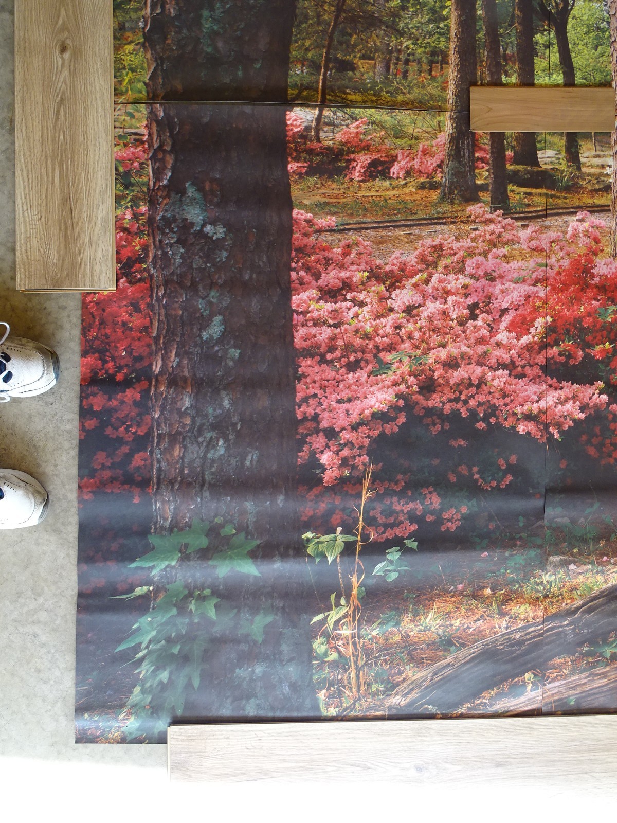 Full Wall Photo Mural Azaleas & Dogwoods Trees Railroad Track 8’ 8” x 12’ 6” NOS
