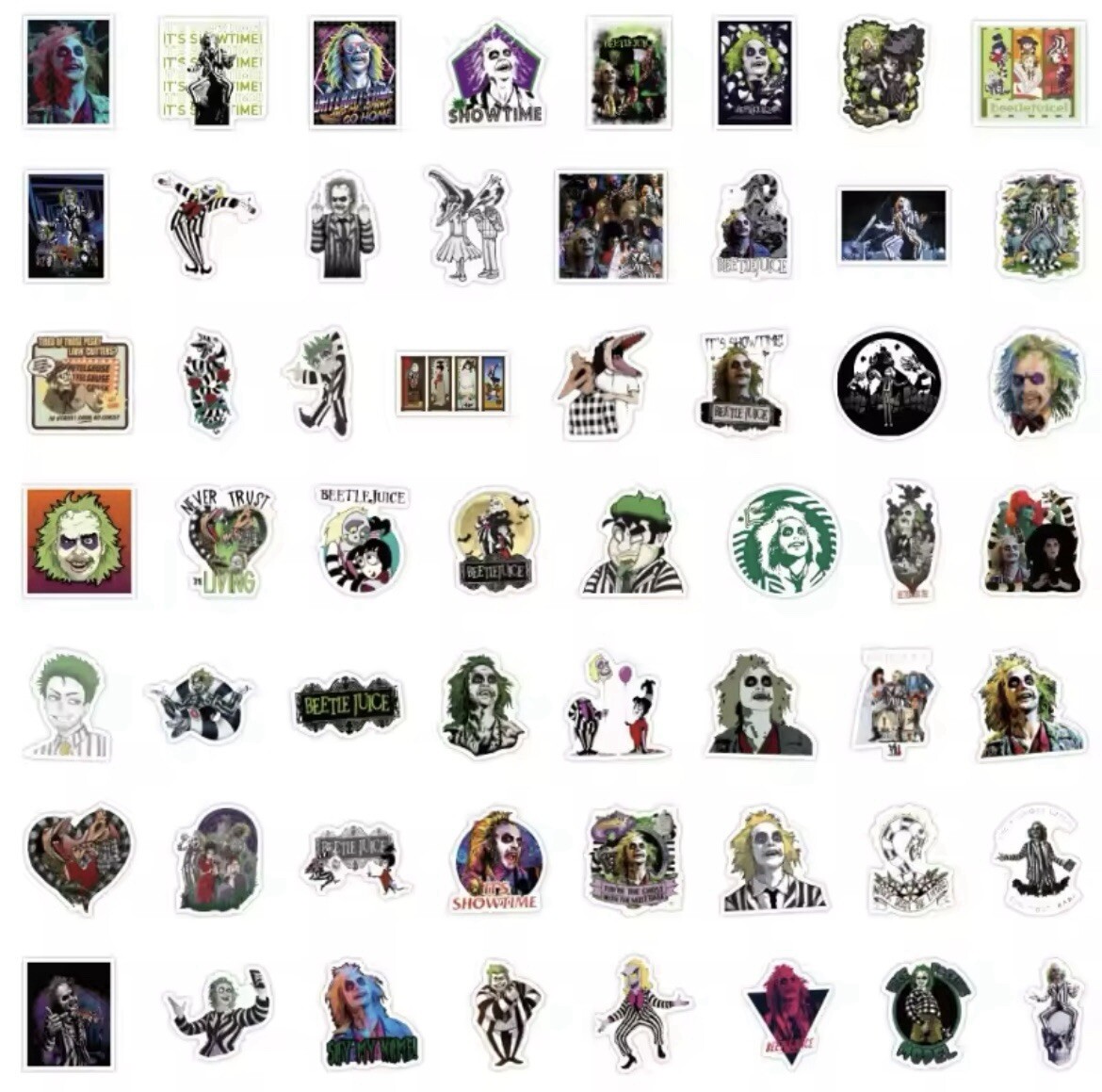 Beetlejuice Stickers 50pk Beetlejuice Style Mixed Spooky Character Sticker