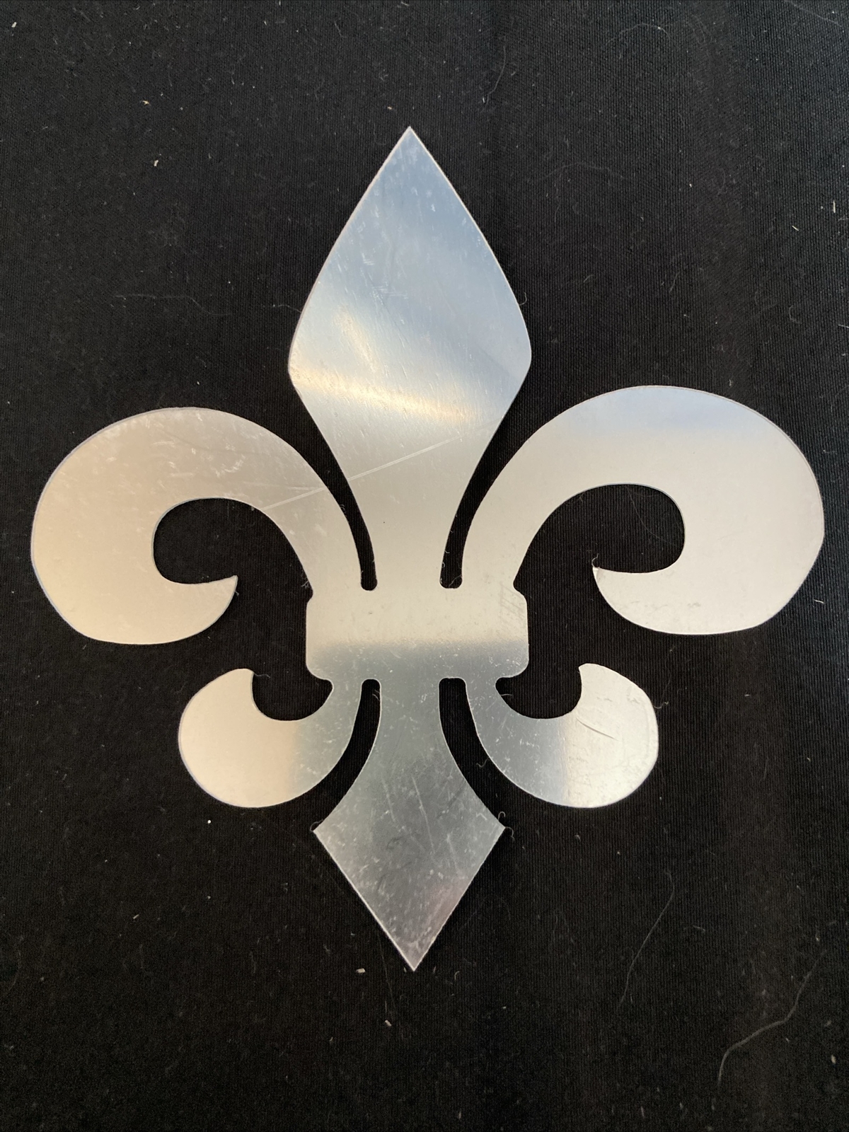 3 pc 4” Silver Mirrored 3D Fleur De Lis Metallic Wall Cabinet Acrylic Stickers