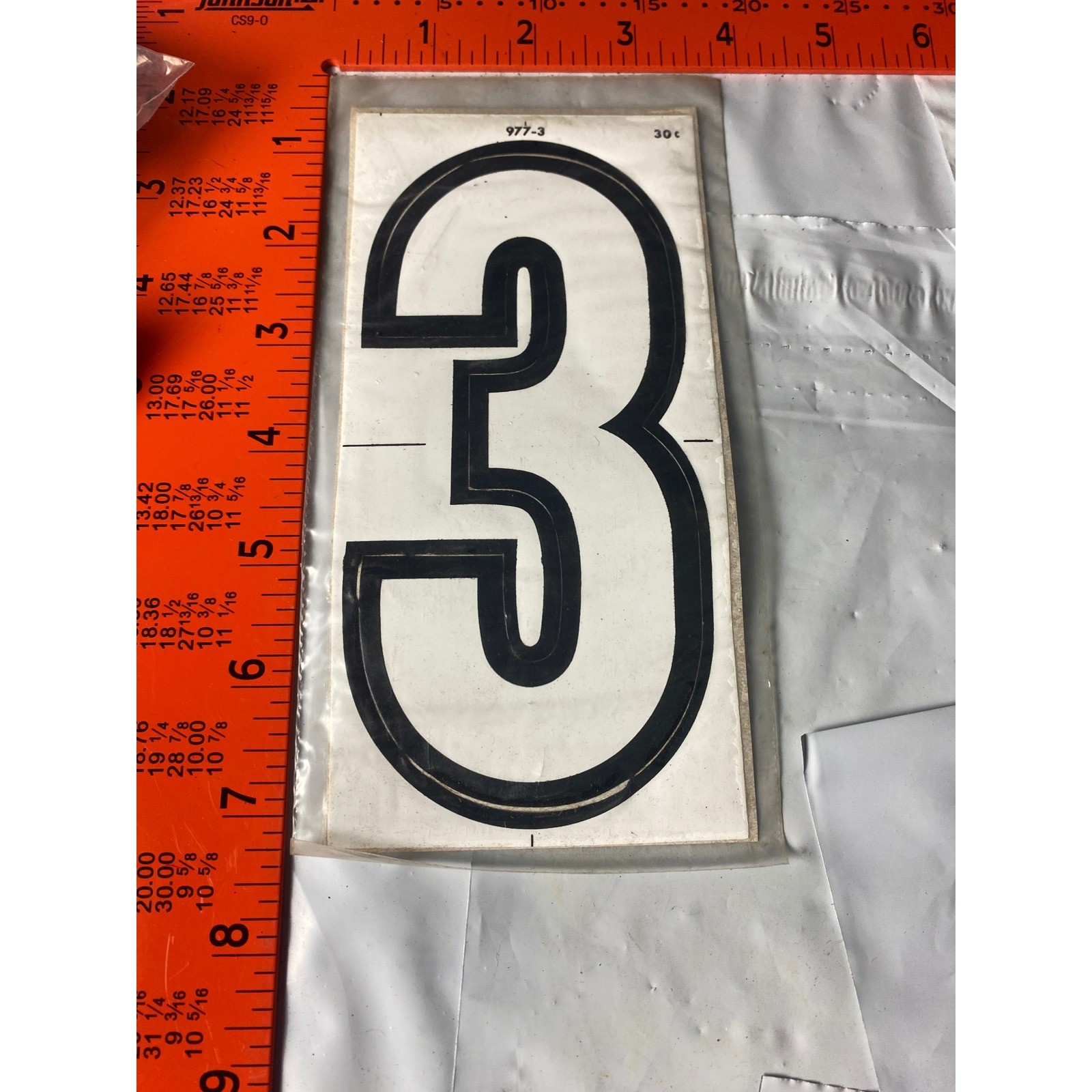 Vintage Meyercord Kwik-Space Number 3 Black Self Stick NOS 977-3 Sign