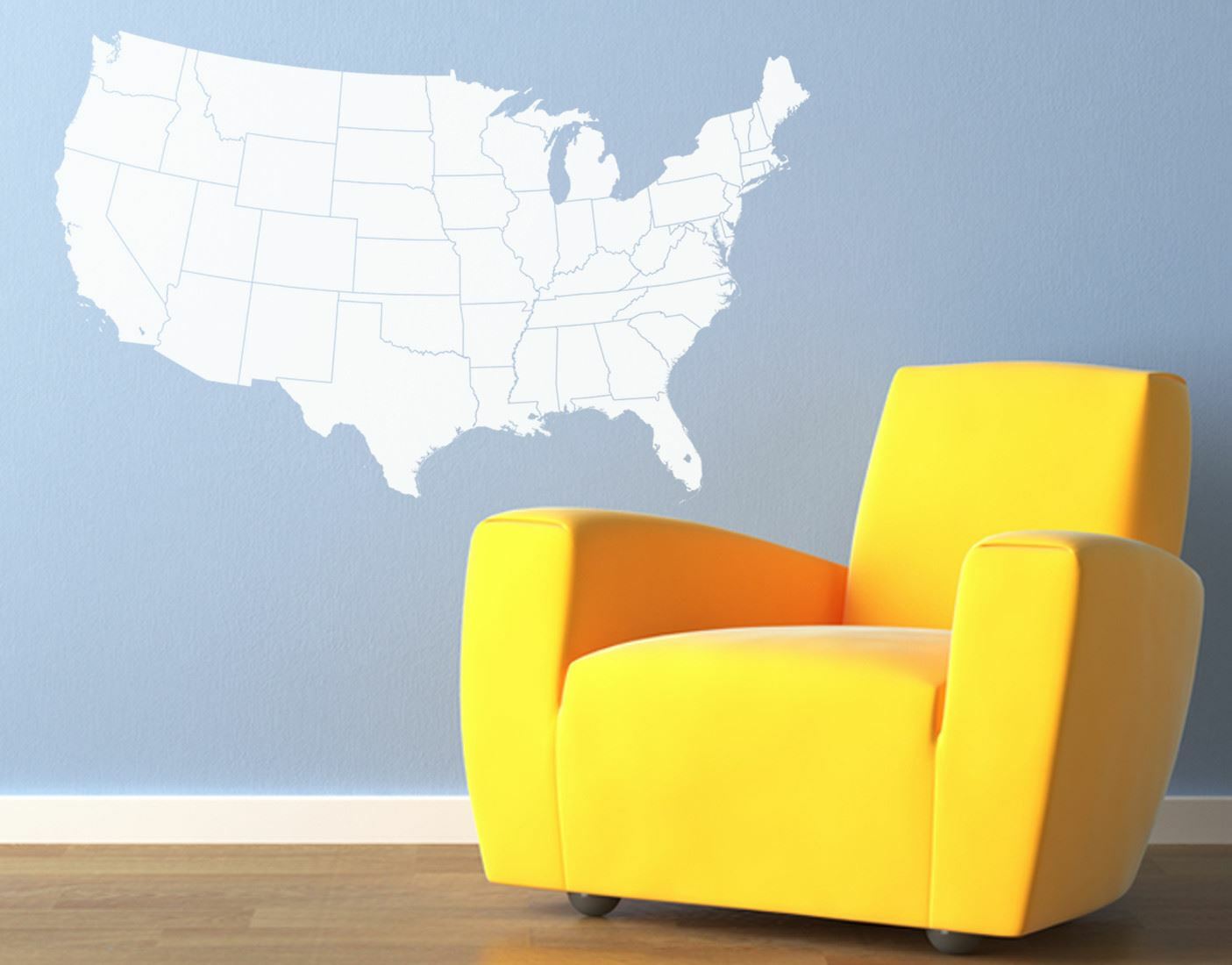 USA Map with State Borderline Office Wall Decal by Stickerbrand #6030