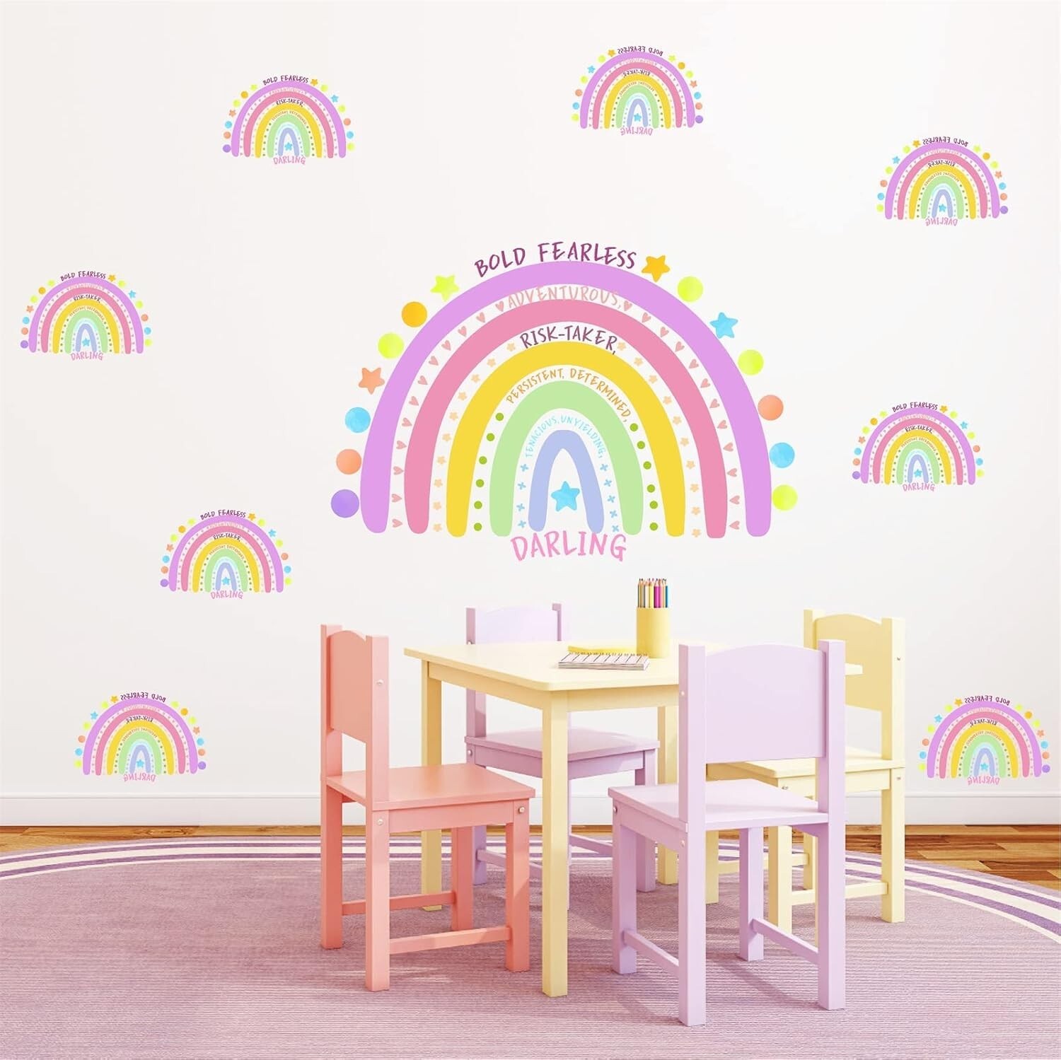 Large Rainbow Inspirational Wall Decal Quote – Positive Colorful Peel & Stick