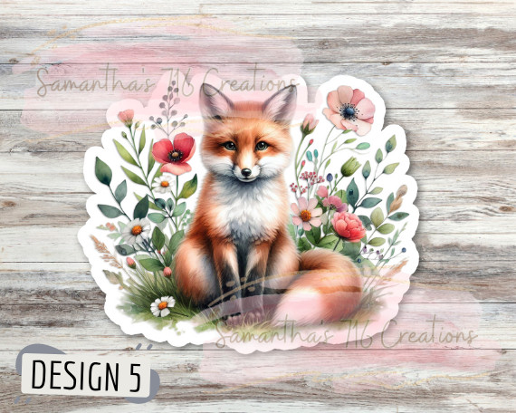 Fox Watercolor Vinyl Stickers 3" For Laptops, Etc. Indoor, Water Resistant