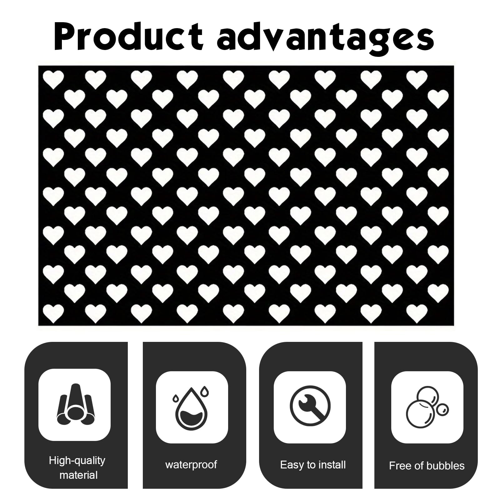 Car Heart Pattern Taillight Stickers SelfAdhesive Rear Lamp Decals, Black